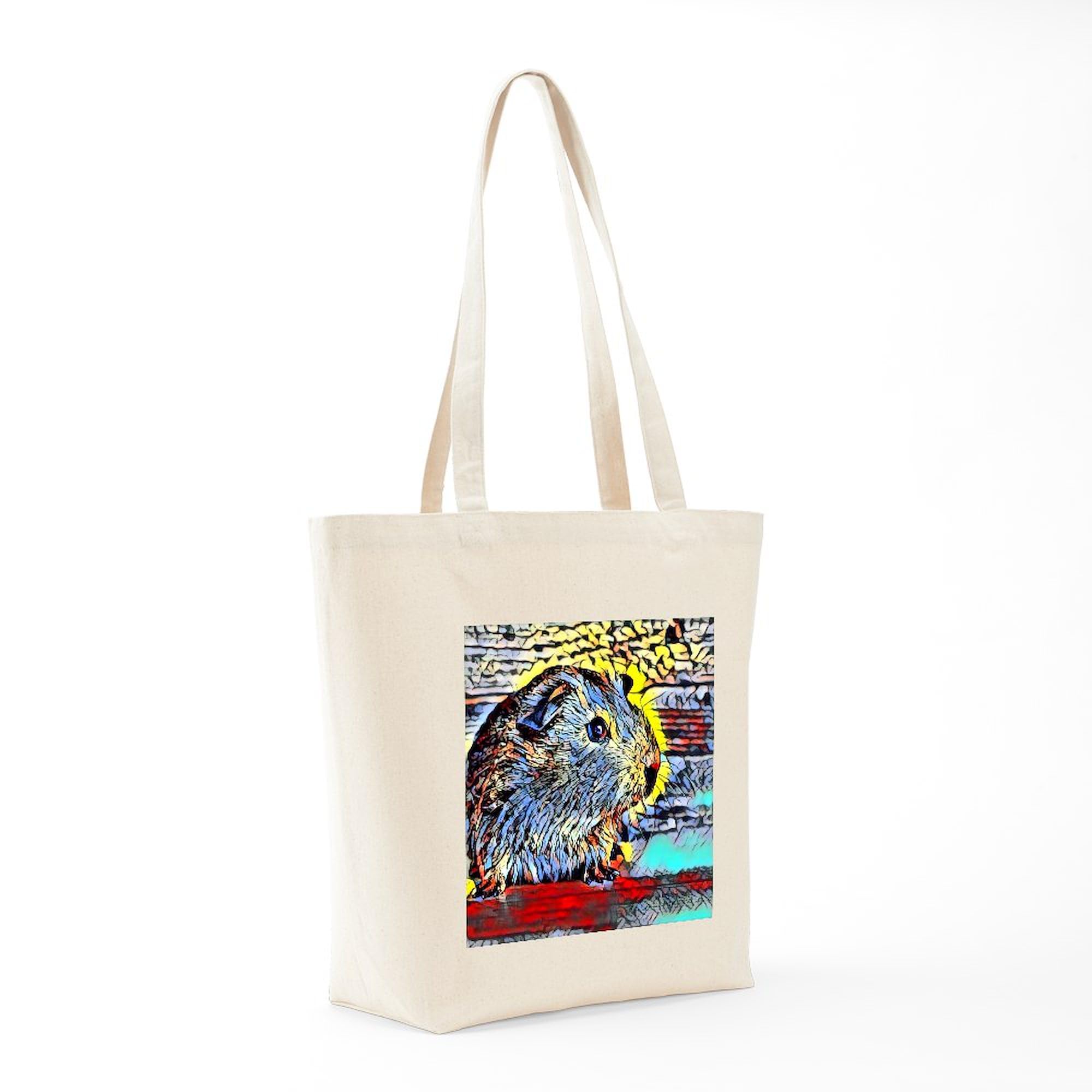 Colorful Guinea Pig Tote Bag - Natural Canvas Reusable Shopping Bag for Groceries, Beach & Everyday Use | Eco-Friendly Cotton Tote with Cute Animal Design