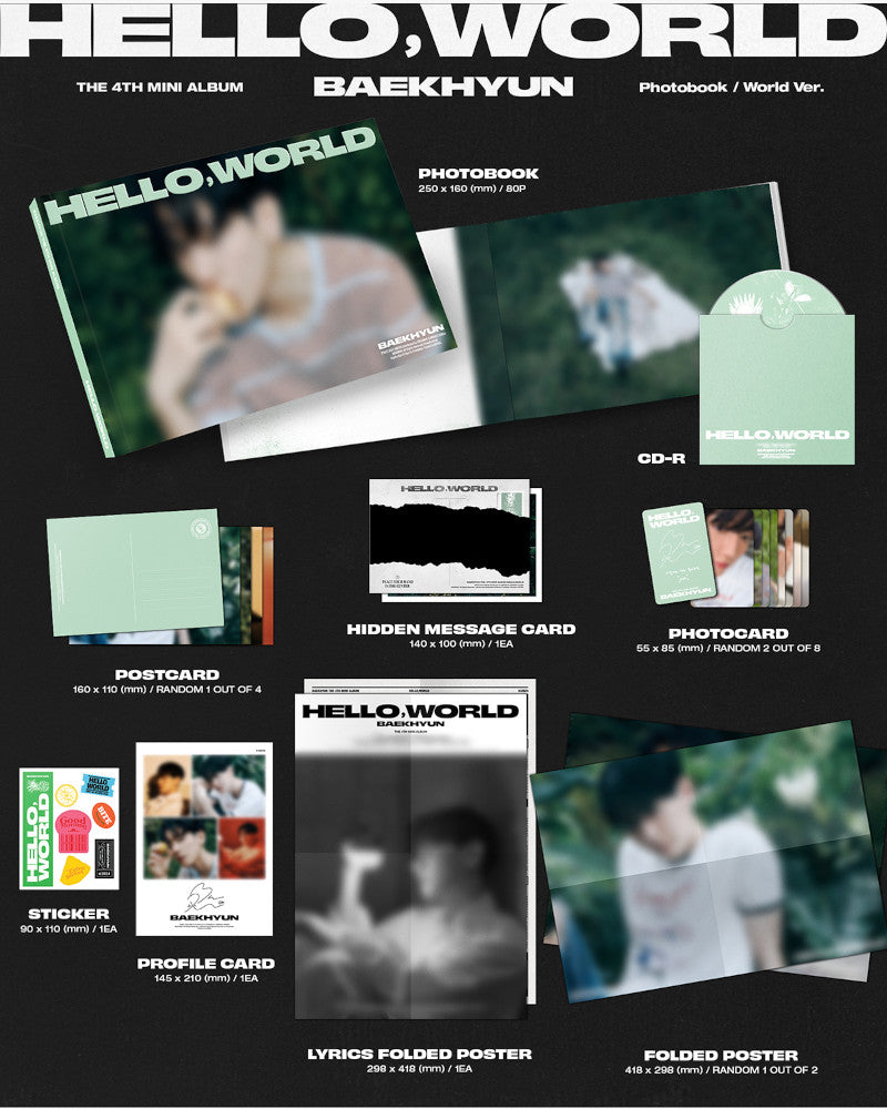 BAEKHYUN (EXO) 4th Mini Album [Hello, World] Photobook Version - 2 Collectible Editions | K-Pop Merchandise for Fans & Music Collectors | Perfect for Gifts, Concerts & Display