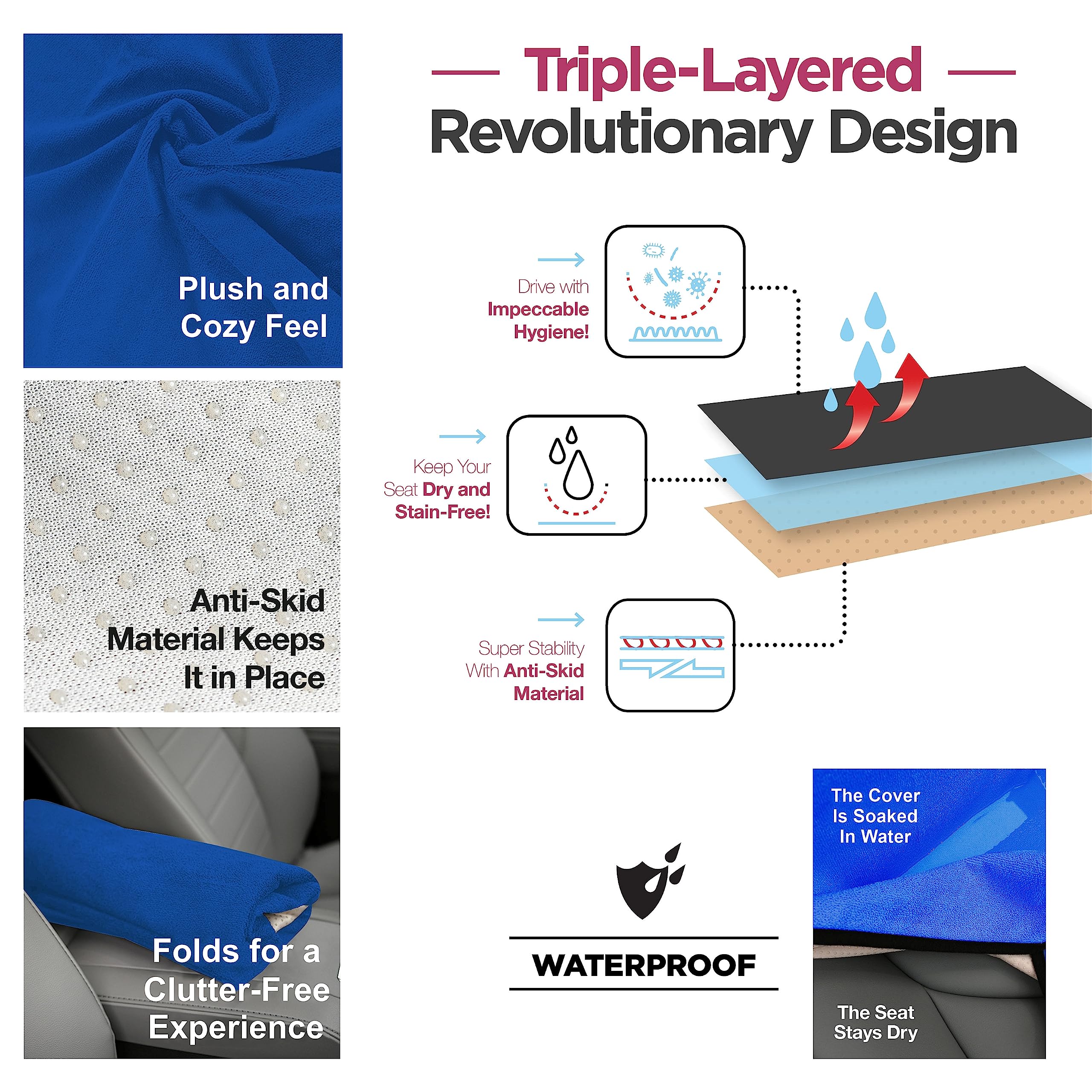 Lebogner Waterproof Sweat Towel Car Seat Cover - Quick Dry Gym Towel for Workout, Running, Swimming, Beach & Hiking - Non-Slip Car Seat Protector (Blue) | Perfect for Post-Exercise, Travel & Outdoor Activities