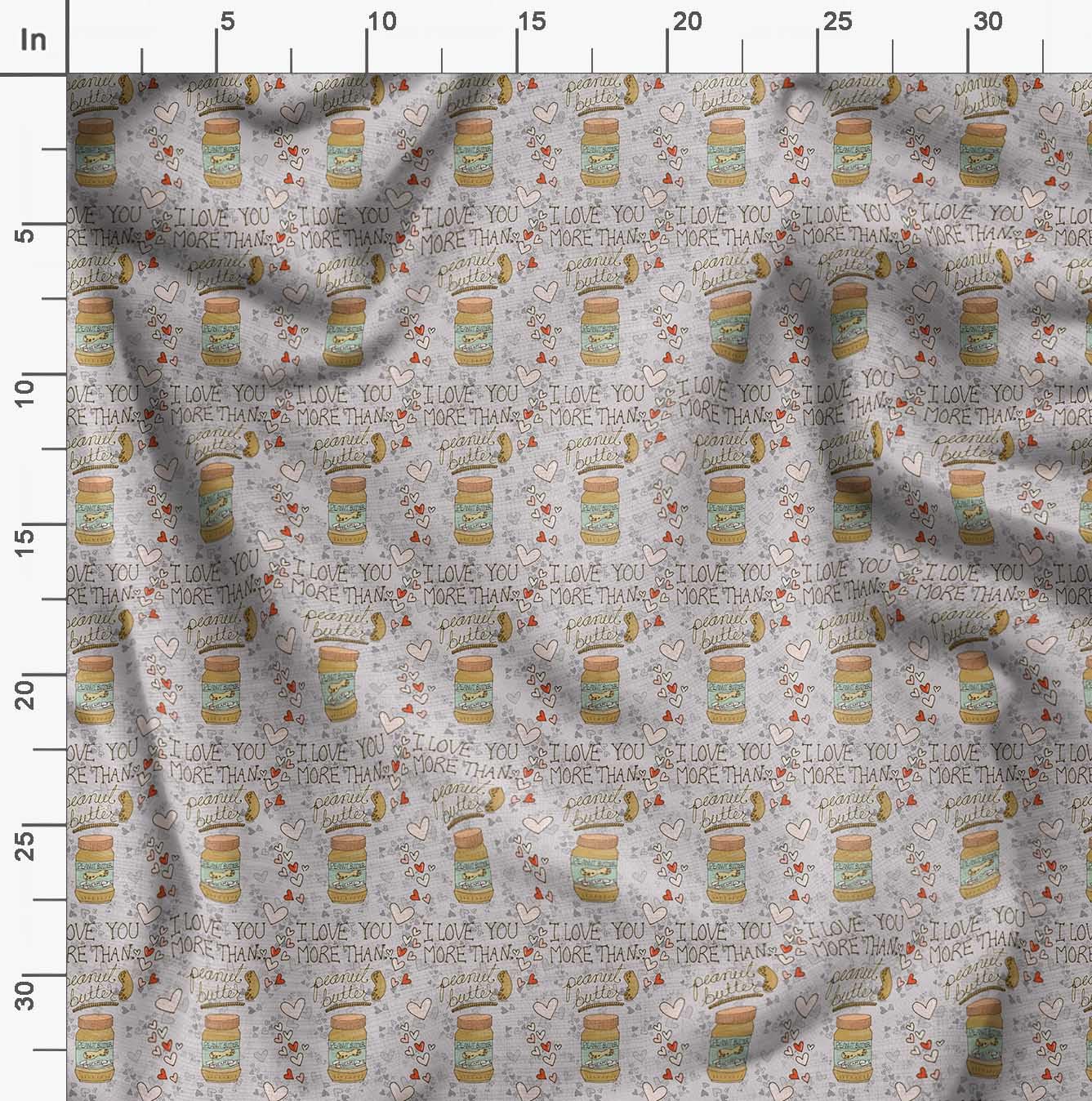 Soimoi Poly Georgette Gray Fabric by The Yard - 42 Inch Wide Textured Peanut Butter Food Print Material for DIY Crafts, Sewing Projects & Home Decor - Nutty Playful Design Printed Fabric for Dresses, Curtains & Creative Sewing Ideas