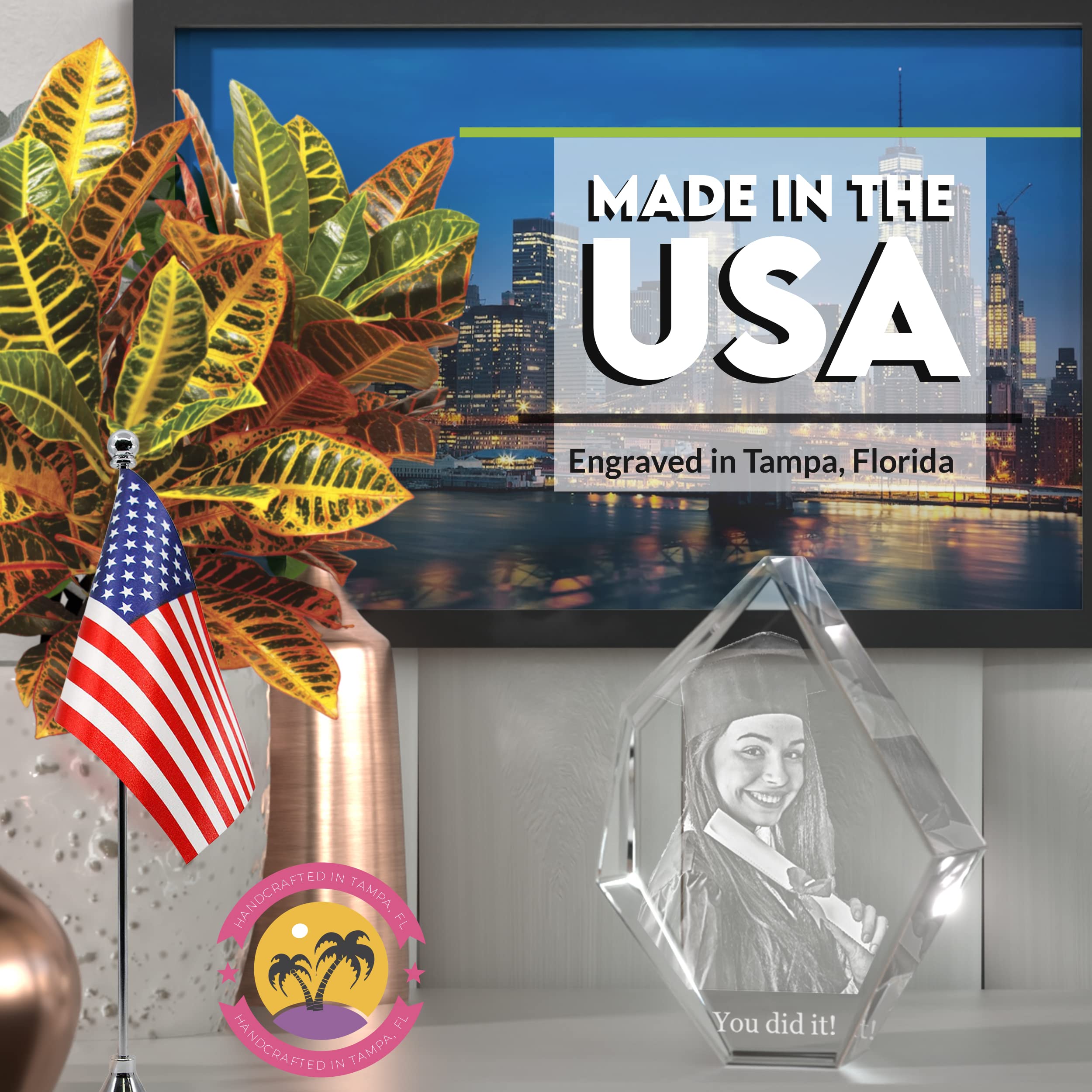 3D Personalized Crystal Photo Gift - Custom Laser Engraved Inside Iceberg Crystal for Mom, Dad, Men & Women | Unique Christmas Present with Your Own Picture | Perfect for Anniversaries, Weddings, Memorials & Special Occasions