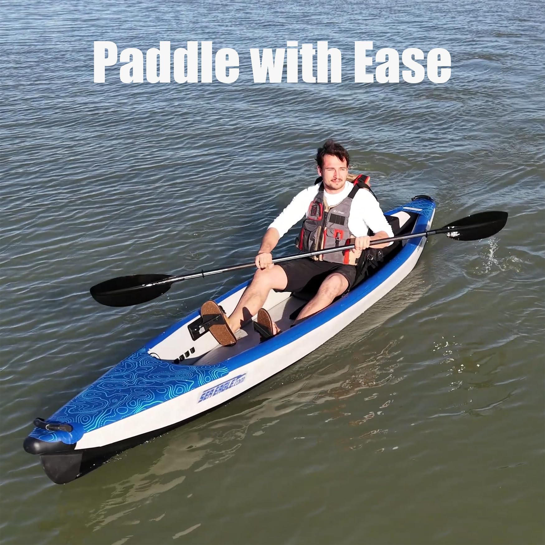 Sea Eagle RazorLite Inflatable Kayak - Lightweight Drop Stitch High-Speed Touring Kayak for Solo or Tandem Use - Includes Tall Back Seat, Paddle, Backpack, Skeg & Pump - Perfect for Lakes, Rivers & Coastal Adventures