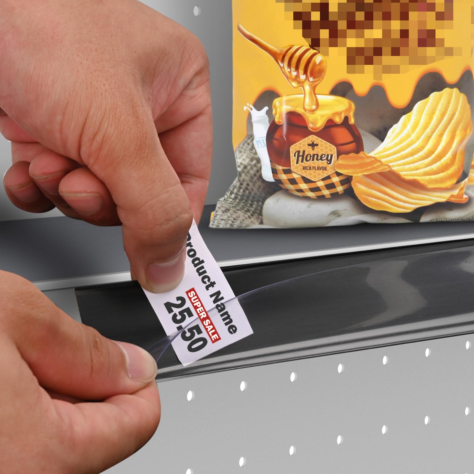 50 Pack Self-Adhesive 1.25 Inch Shelf Strip Price Tag Holders - Clear Plastic Front & Black Back - Fits Plastic, Metal & Wood Gondola Shelves - Retail Store Display & Product Labeling Solution