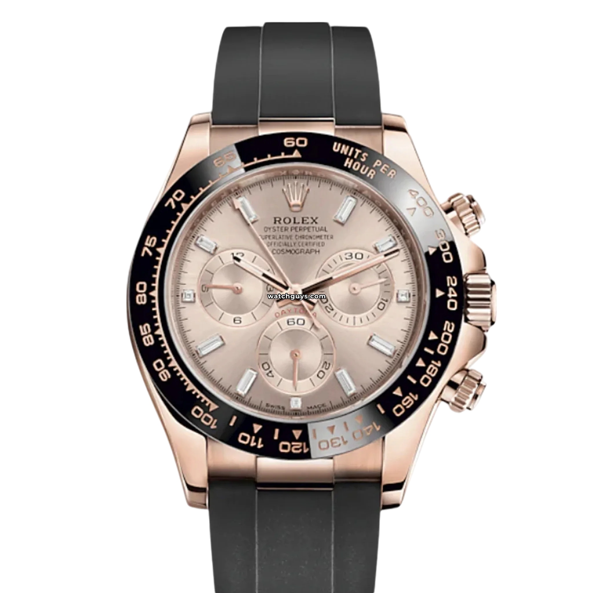 Rolex Daytona 116515LN 18K Rose Gold Sundust Dial Diamond Bezel Oysterflex Bracelet Watch - Luxury Men's Chronograph for Special Occasions & Collectors