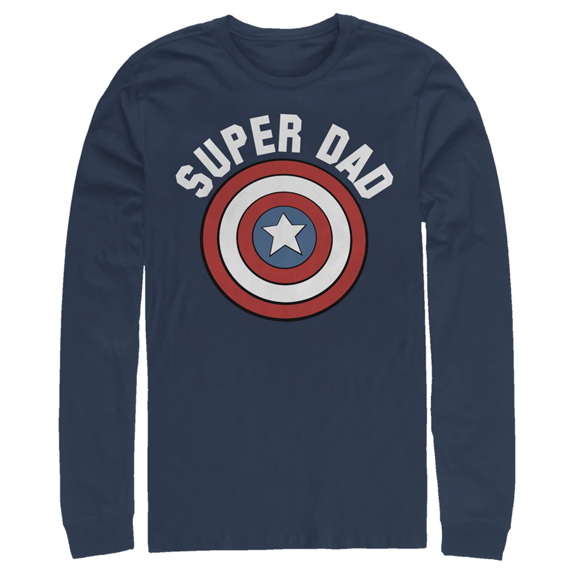 Marvel Captain America Shield Graphic Long Sleeve T-Shirt for Men | Superhero Dad Gift | Casual Wear & Cosplay Costume