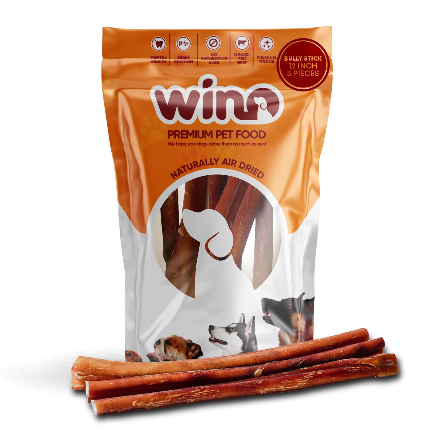 Premium Bully Sticks for Dogs - 5 Pack of 4 Inch All-Natural Beef Chews | 100% Digestible, Odor-Free, High Protein Dog Treats | Supports Dental Health & Reduces Destructive Chewing | Perfect for Training Rewards, Teething Puppies & Anxious Dogs