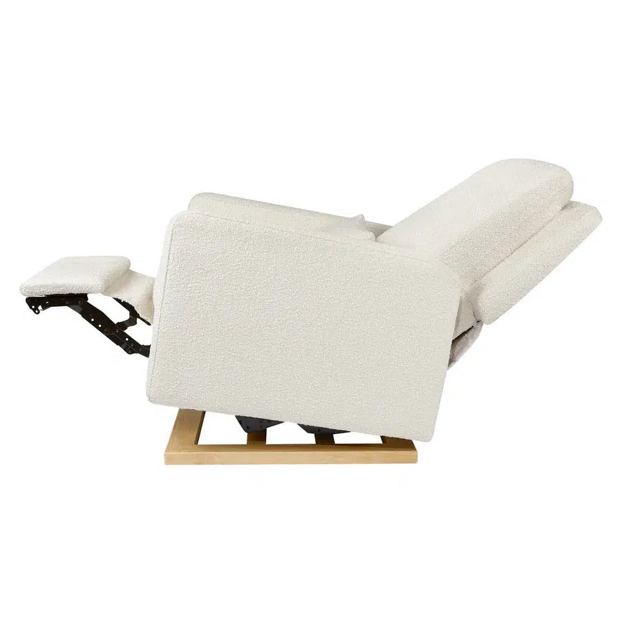 Babyletto Sigi Electronic Glider and Recliner Chair - Ivory Boucle Upholstery with Light Wood Base - Nursery Glider for Breastfeeding & Baby Room Decor