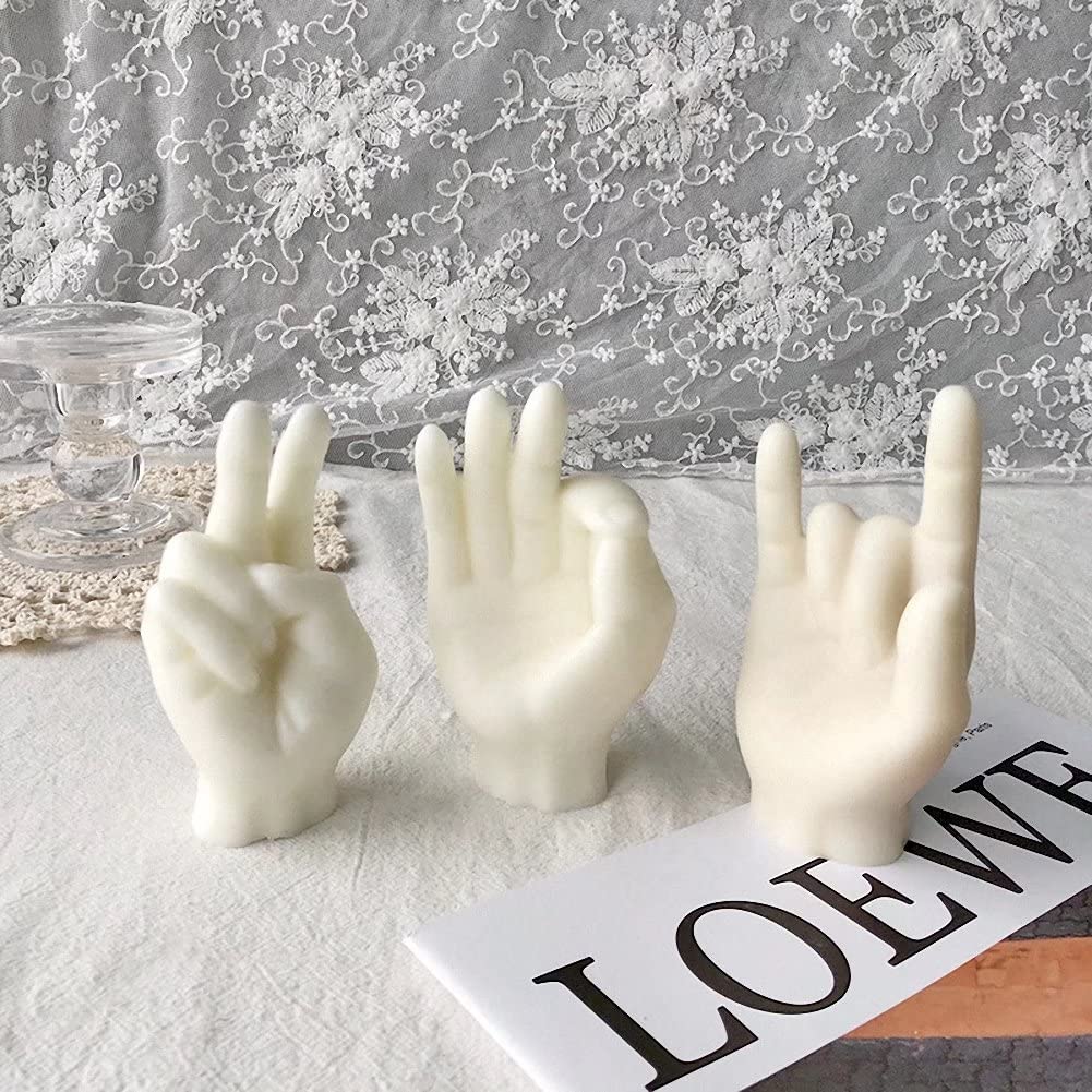 3D Hand Gesture Candle Molds - Silicone Middle Finger Shaped Resin Casting Molds for DIY Soap, Fondant, Plaster & Clay Crafts - Perfect for Halloween Decor, Protest Art & Unique Gifts