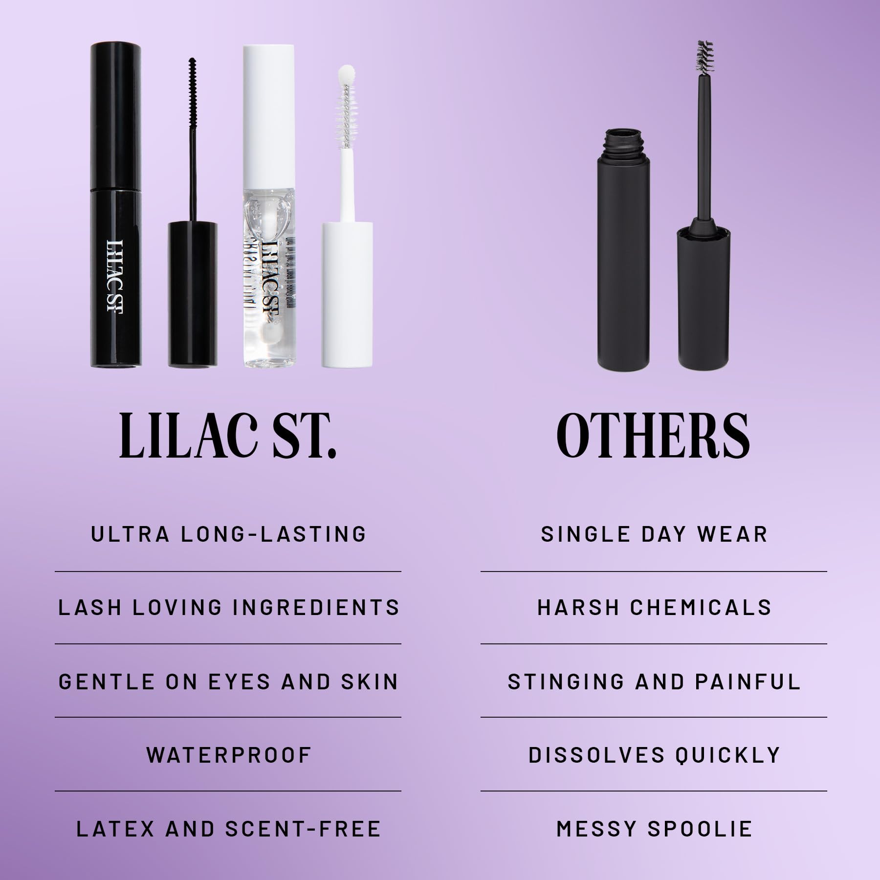 Lilac St - Eternal Bond Black Lash Glue & Lash Crystal Coat - Long Lasting Fast Drying Eyelash Adhesive - Waterproof Vegan Lash Sealant for Extended Wear, Reduces Stickiness & Keeps Lashes Clean - Perfect for Weddings, Parties & Daily Makeup Looks