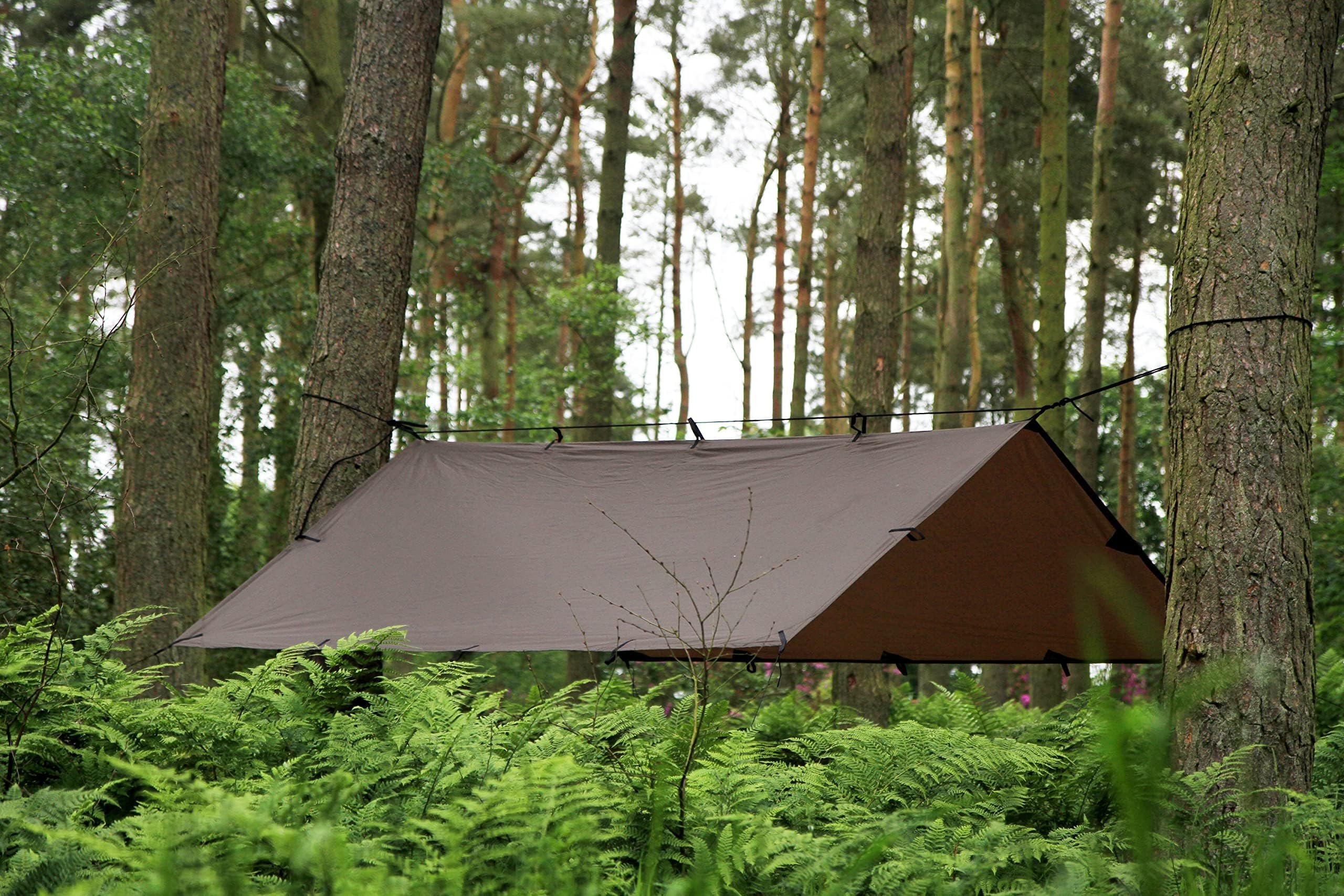 DD HAMMOCKS DD Tarp 3x3 - 10ft x 10ft Waterproof Camping Tarp in Coyote Brown - Lightweight Multifunctional Rainfly Shelter for Backpacking, Hiking, Beach & Outdoor Adventures
