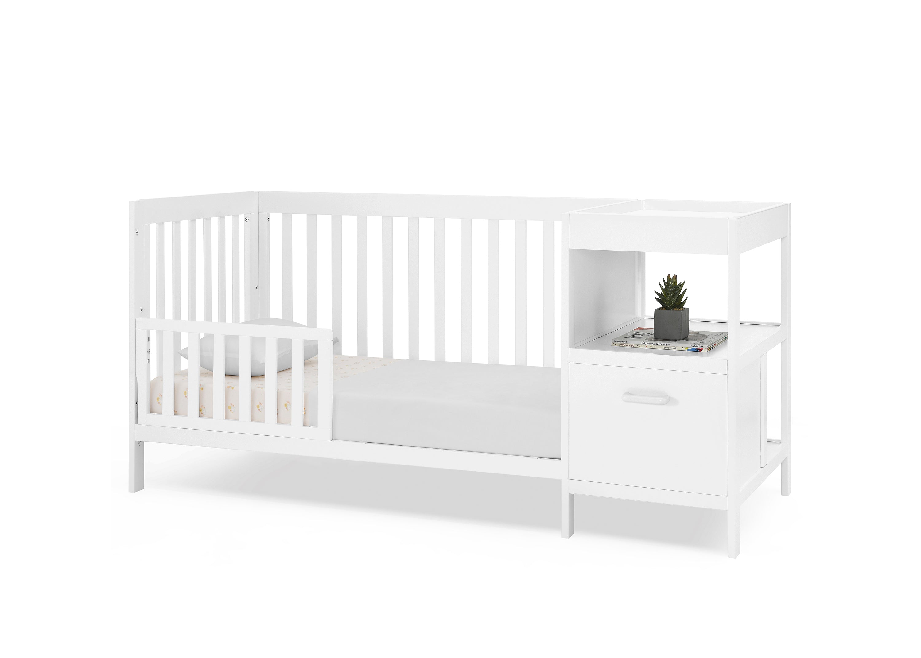 Alice 5-in-1 Convertible Baby Crib with Changing Table - Nursery Furniture for Newborn to Toddler - Perfect for Small Spaces & Modern Nurseries