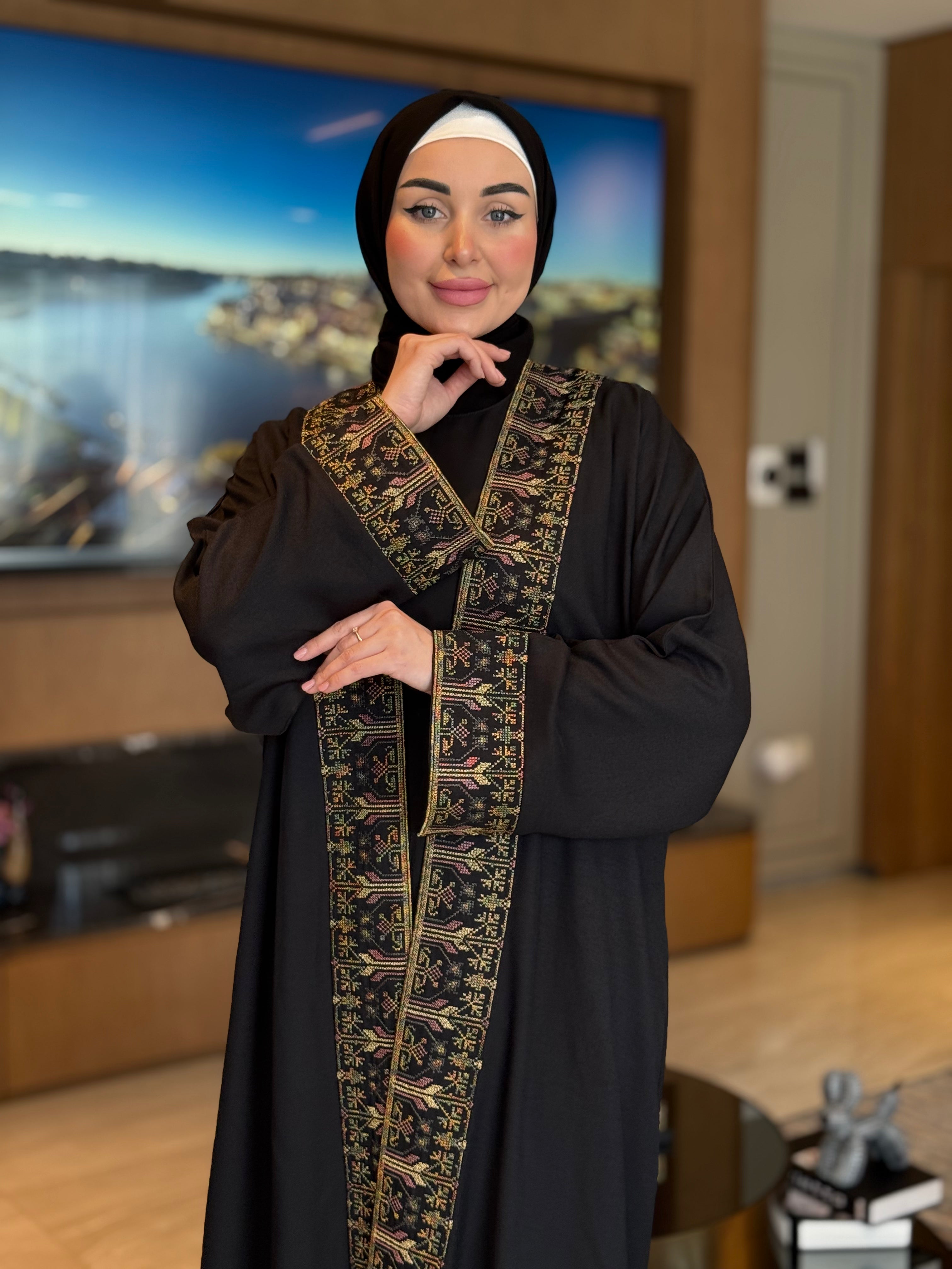 Golden Embroidered Melange Cardigan for Women - Timeless Elegance Sweater for Fall & Winter - Cozy Knitwear for Office, Date Night and Casual Outings
