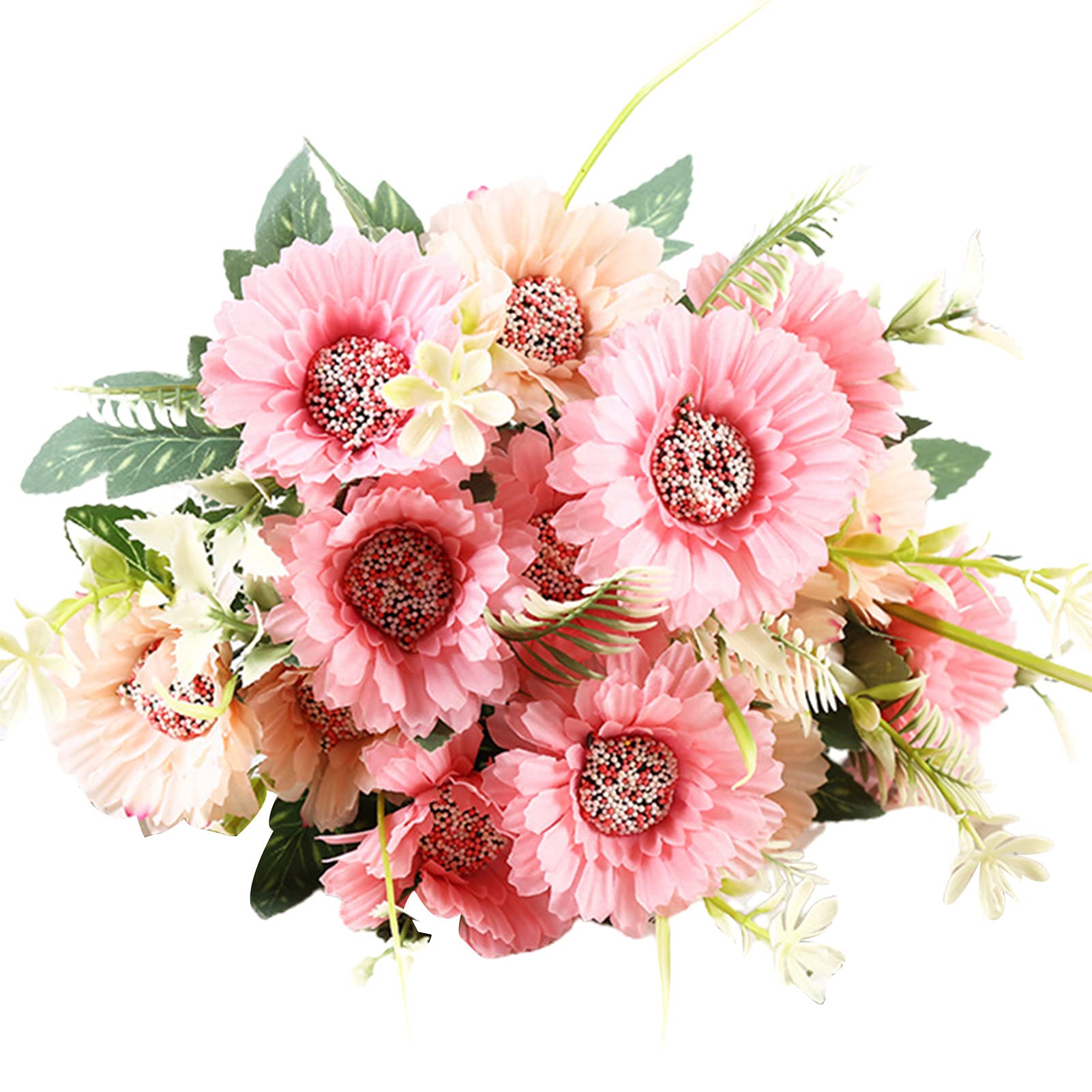 Realistic Artificial Silk Flower Bouquet - 7 Heads Faux Plant for Table Centerpieces, Wedding Decor in Pink & Red | Home, Office, Party & Event Decoration