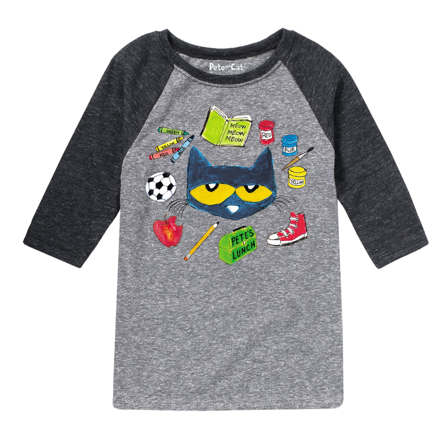 Pete the Cat School-Themed Youth Raglan T-Shirt - Fun & Comfortable for Kids - Perfect for Back to School, Playdates & Casual Wear