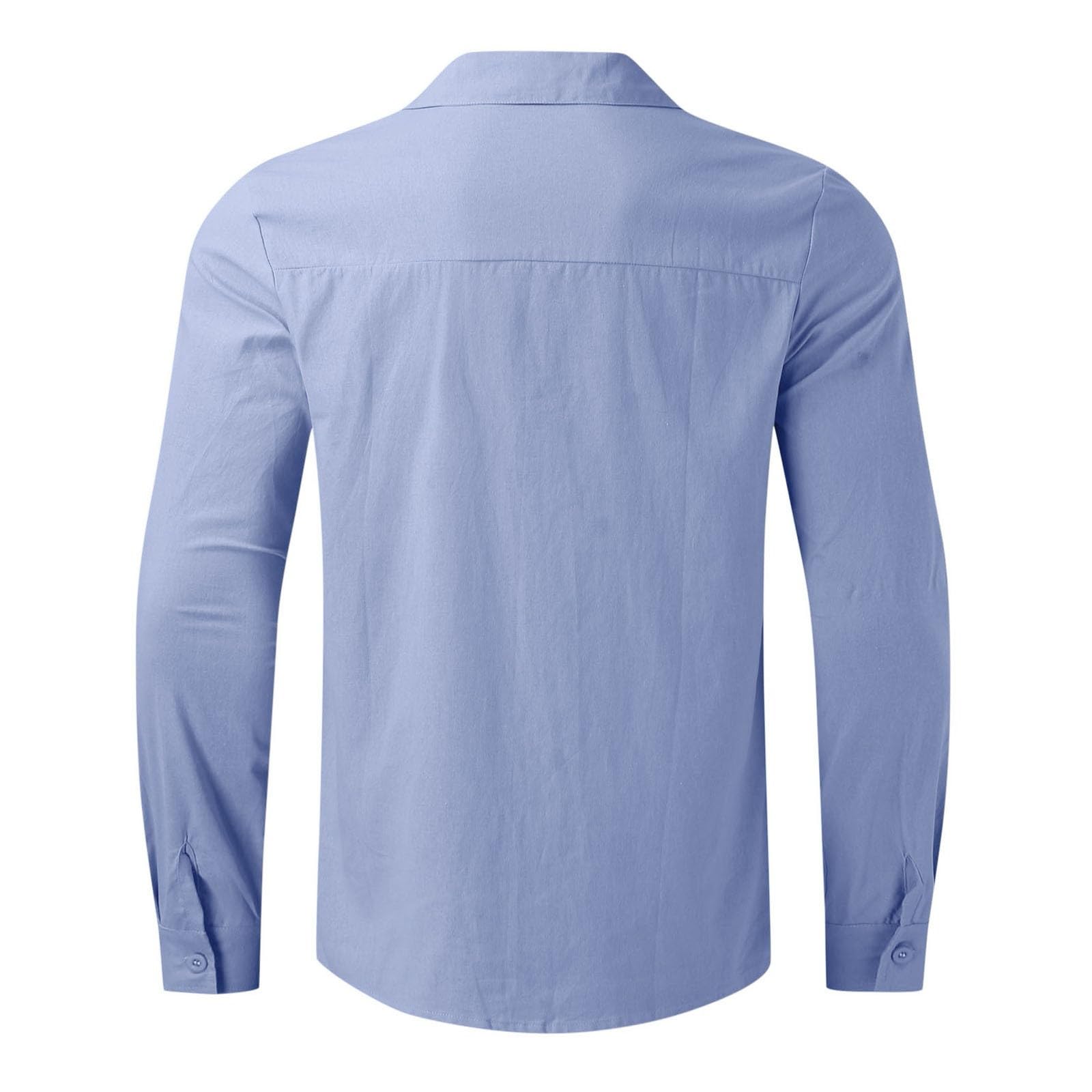 Men's Stylish Casual Linen Dress Shirts - Long Sleeve Button Down Chambray Shirt for Summer, Beach, Hawaiian Vacation & Wedding | Breathable Comfort for Office, Outdoor & Special Occasions
