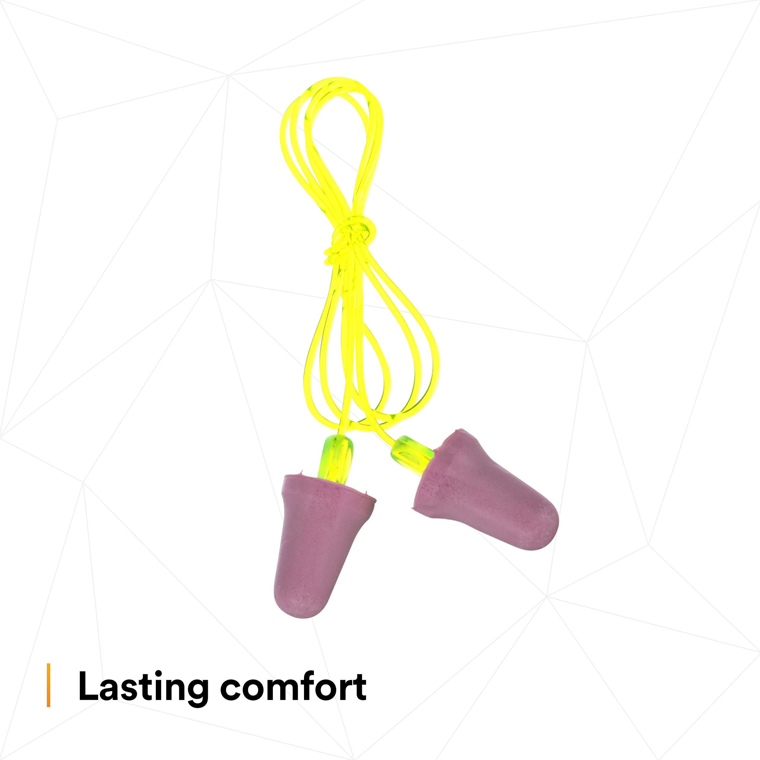 3M No-Touch Push-to-Fit Earplugs P2001 with Cord - Noise Reduction for Sleeping, Studying & Work - Comfortable Hearing Protection for Construction, Travel & Concerts