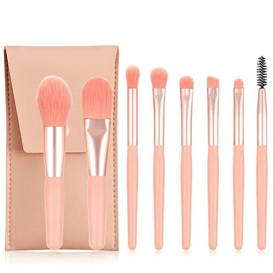 Professional 8-Piece Makeup Brush Set - Concealer, Fluffy Eyeshadow, Blusher Brushes for Women & Girls - Travel-Friendly with Pink Leather Bag - Perfect for Everyday Makeup & On-the-Go Touchups