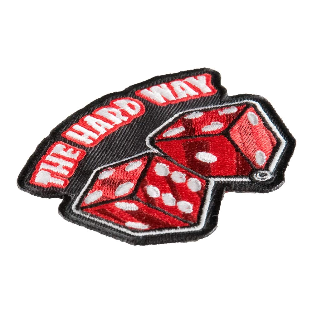 PatchStop Dice Red The Hard Way Iron On & Sew On Patches - 3x2.5 Inch Embroidered Gambling Design for Clothing, Jeans, Jackets & Bags - DIY Decorative Patches for Casino Theme Outfits & Accessories