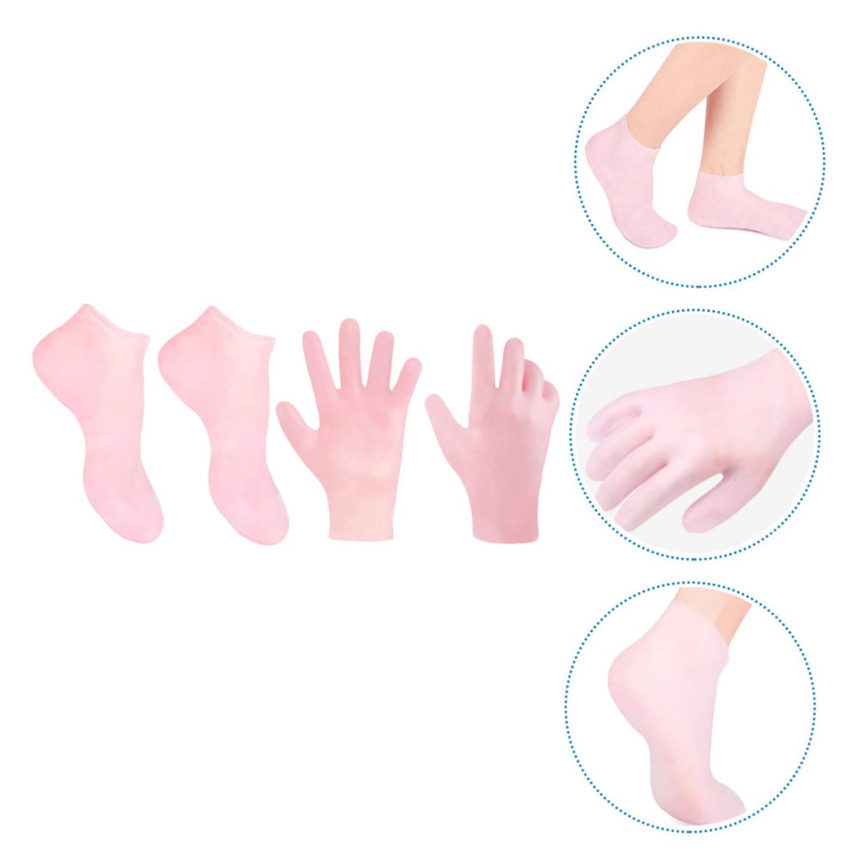 Anti-Crack Moisturizing Foot Gloves & Socks Set - Soften & Repair Cracked Heels, Pink Spa Treatment for Dry Skin - Perfect for Pedicures, Night Care & Home Foot Spa