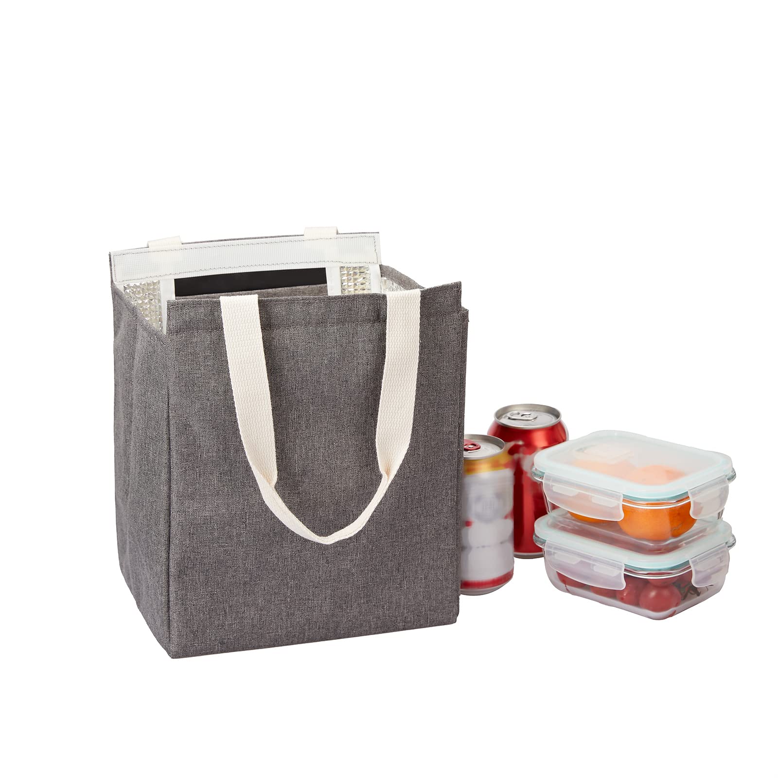 Eco-Friendly Insulated Lunch Bag for Women & Men - Reusable, Waterproof Cooler Tote for Work, School & Picnics - Portable Meal Container (Grey)