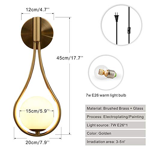 Modern Gold Glass Wall Sconce - Mid-Century Water Drop Wall Lamp for Bedroom, Living Room, Hallway - Plug-in Wall Light for Home Decor (2-Pack) - Perfect for Ambient Lighting and Elegant Interior Design