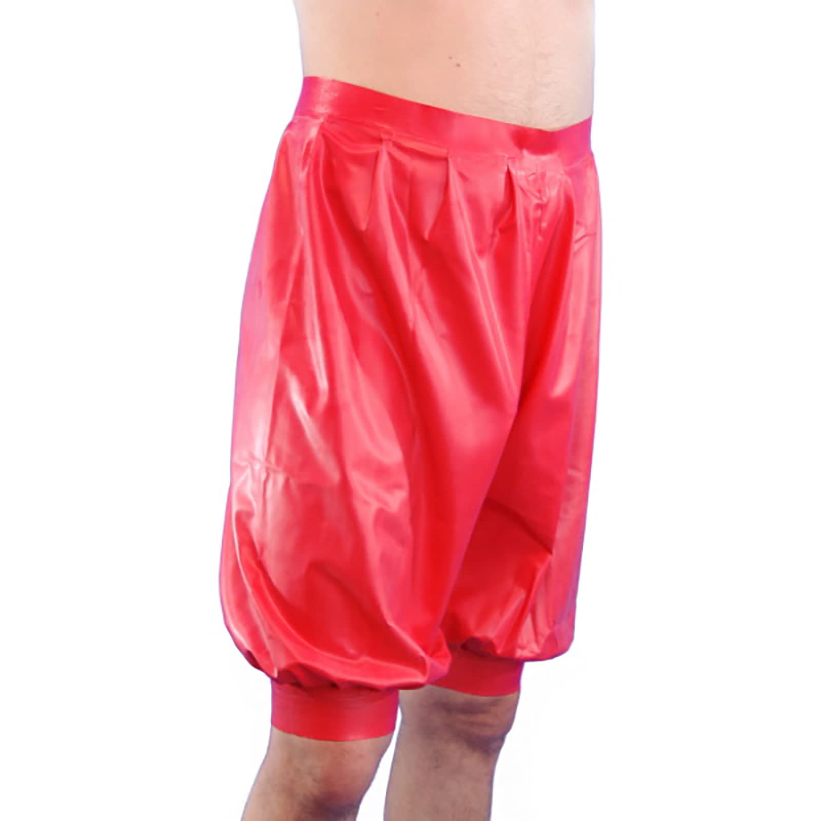 Sexy Red Latex Yoga Pants for Men - Stretchy Rubber Boxer Shorts & Loose Fit Underwear - Perfect for Workout, Cosplay, and Fetish Wear