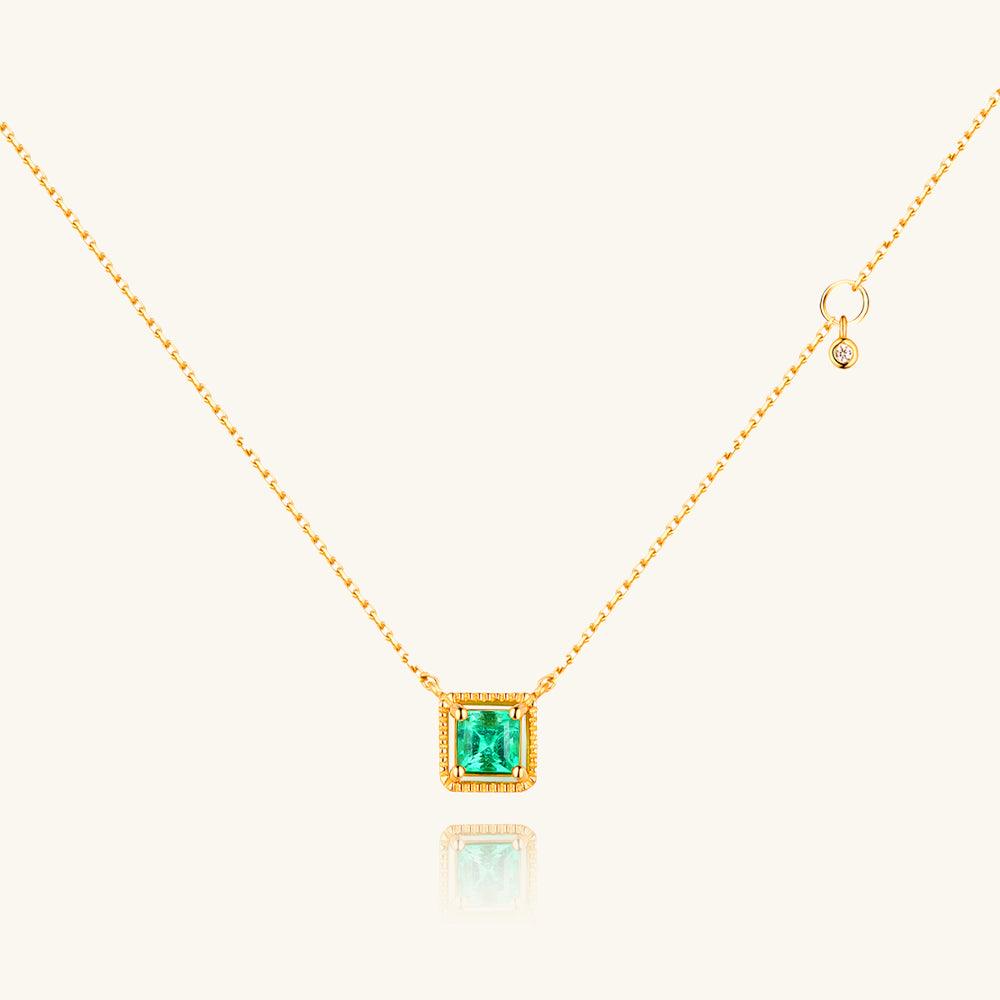 Elegant Gold Emerald Pendant Necklace for Women - 14K Gold Plated Emerald Gemstone Jewelry - Perfect for Weddings, Anniversaries & Special Occasions