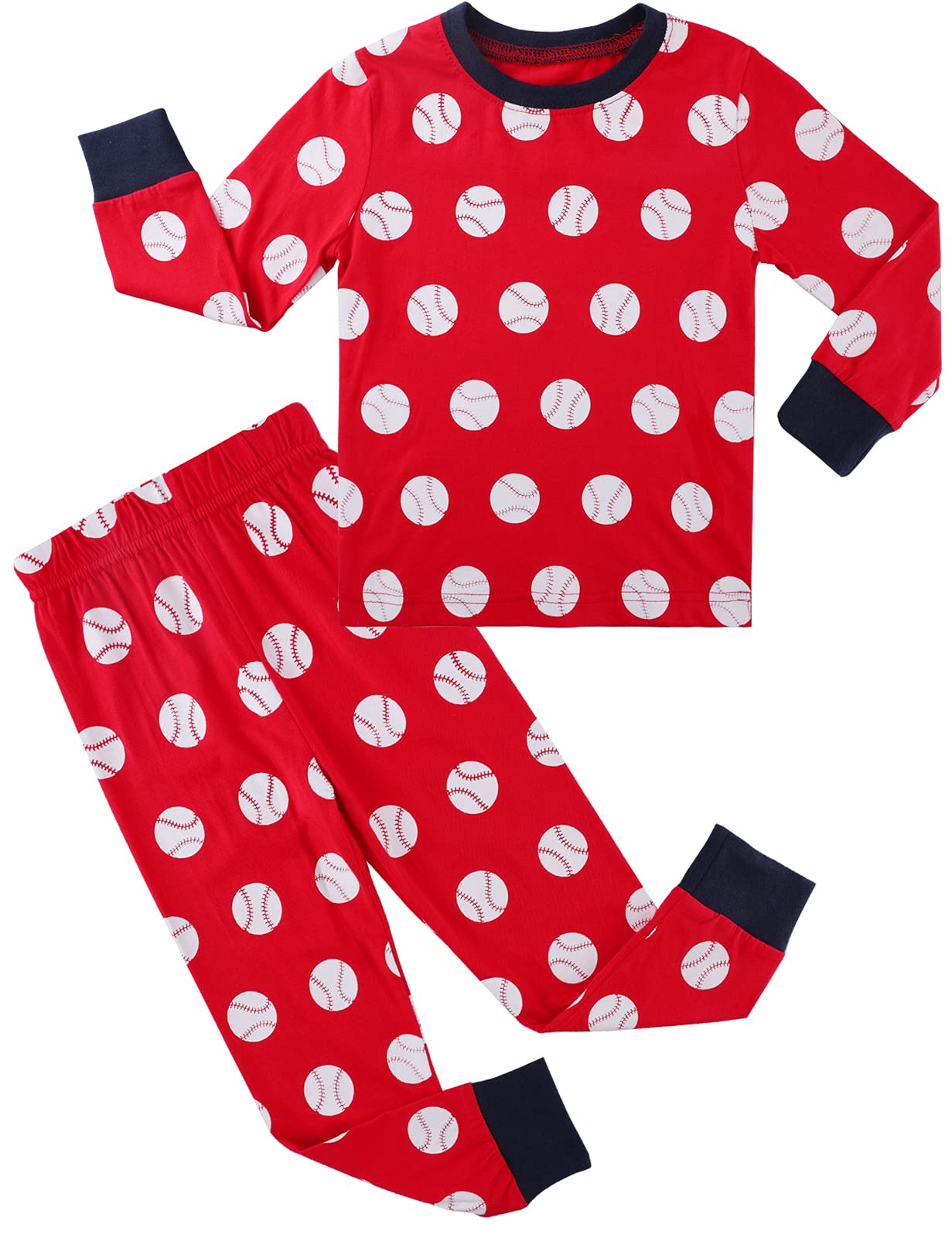 A&J DESIGN Boys Pajama Sets - 100% Cotton 2-Piece Sport Theme Pjs for Kids - Soft & Comfortable Sleepwear for Boys - Perfect for Bedtime, Lounging & Sleepovers