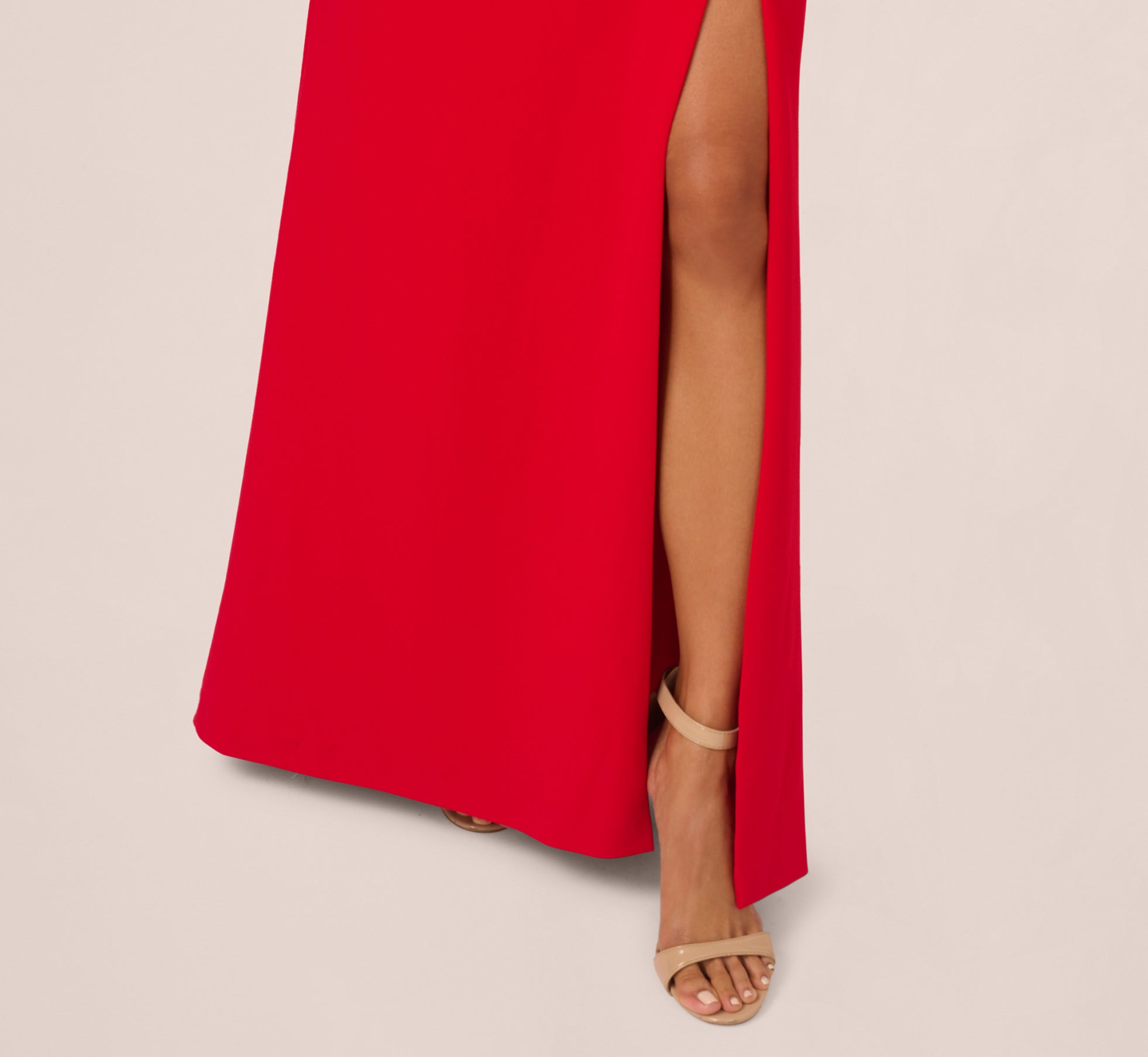 Elegant Bow Front Crepe Gown in Super Red - Perfect for Evening Parties, Prom Dresses & Special Occasions