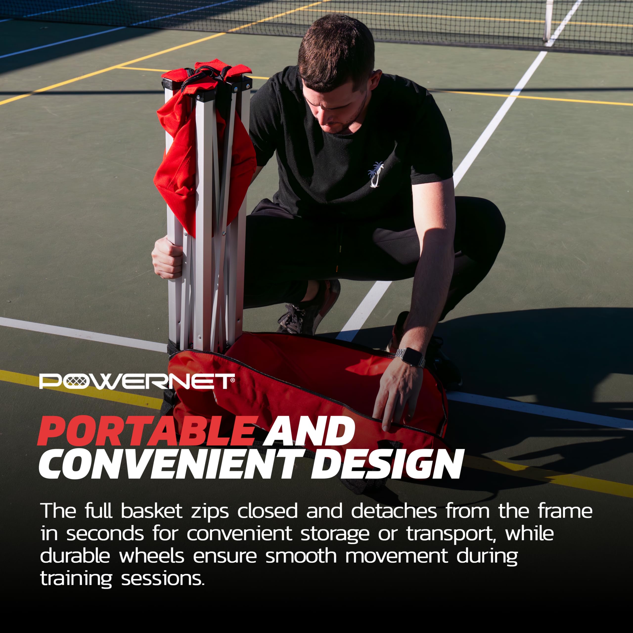 PowerNet Wheeled Caddy Cart - Portable Multi-Sport Ball Hopper for Baseball, Softball & Tennis | Perfect for Training, Drills & Team Practices | Durable Sports Equipment for Coaches & Players