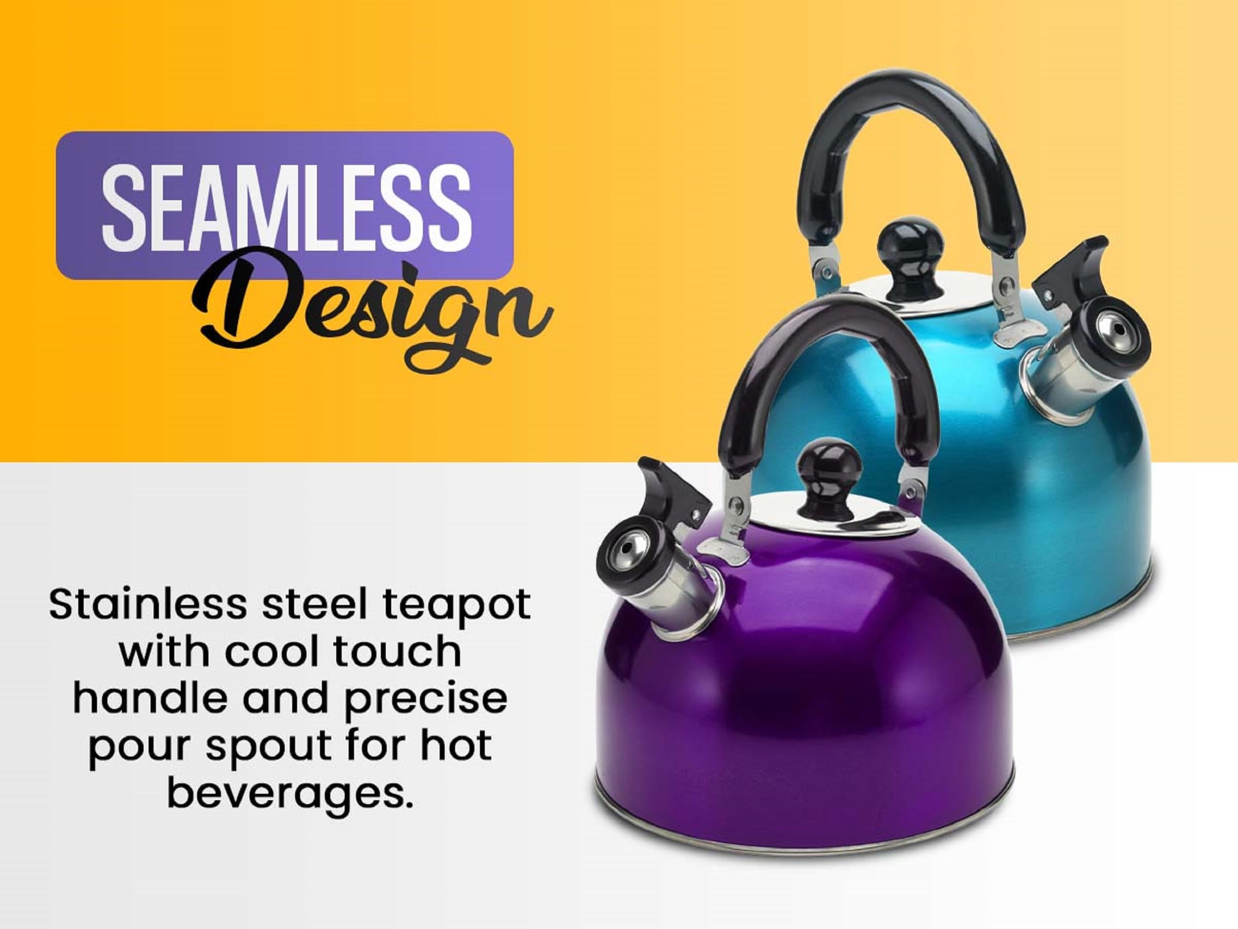 Stovetop Whistling Tea Kettle 3 Liter (3-Quart) Stainless Steel Classic Teapot - Induction Compatible, Durable & Fast Boiling - Blue (Pack of 12) - Perfect for Home, Office & Camping Use