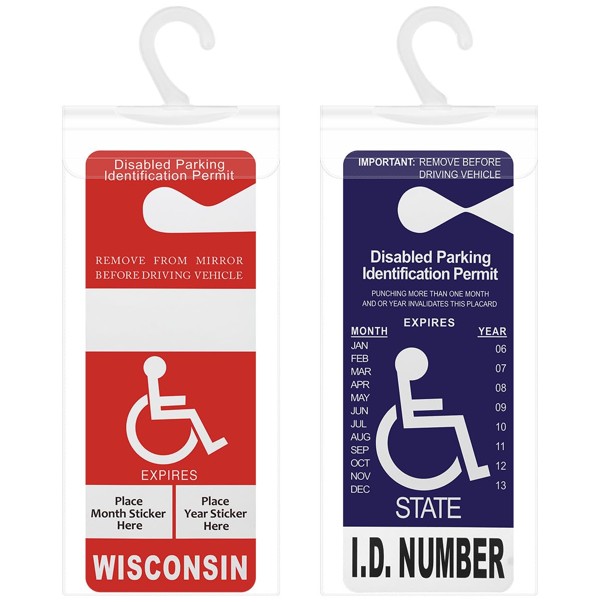Qisan 2 Pack Disabled Parking Permit Holder - Durable Car Placard Protector with Large Hanger - ADA Compliant Handicap Sign Holder for Vehicles - Perfect for Easy Access and Visibility in Parking Lots