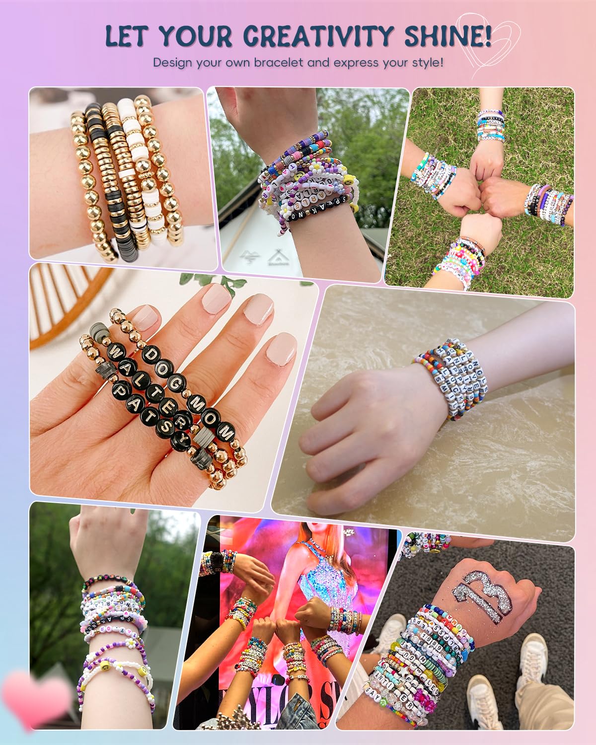 DIY Letter Beads Bracelet Making Kit - Clay & Golden Beads for Jewelry, Friendship Bracelets, Arts & Crafts - Perfect Birthday Gift for Women & Teens (Blue & White) | Great for Parties, Gifts & Creative Projects