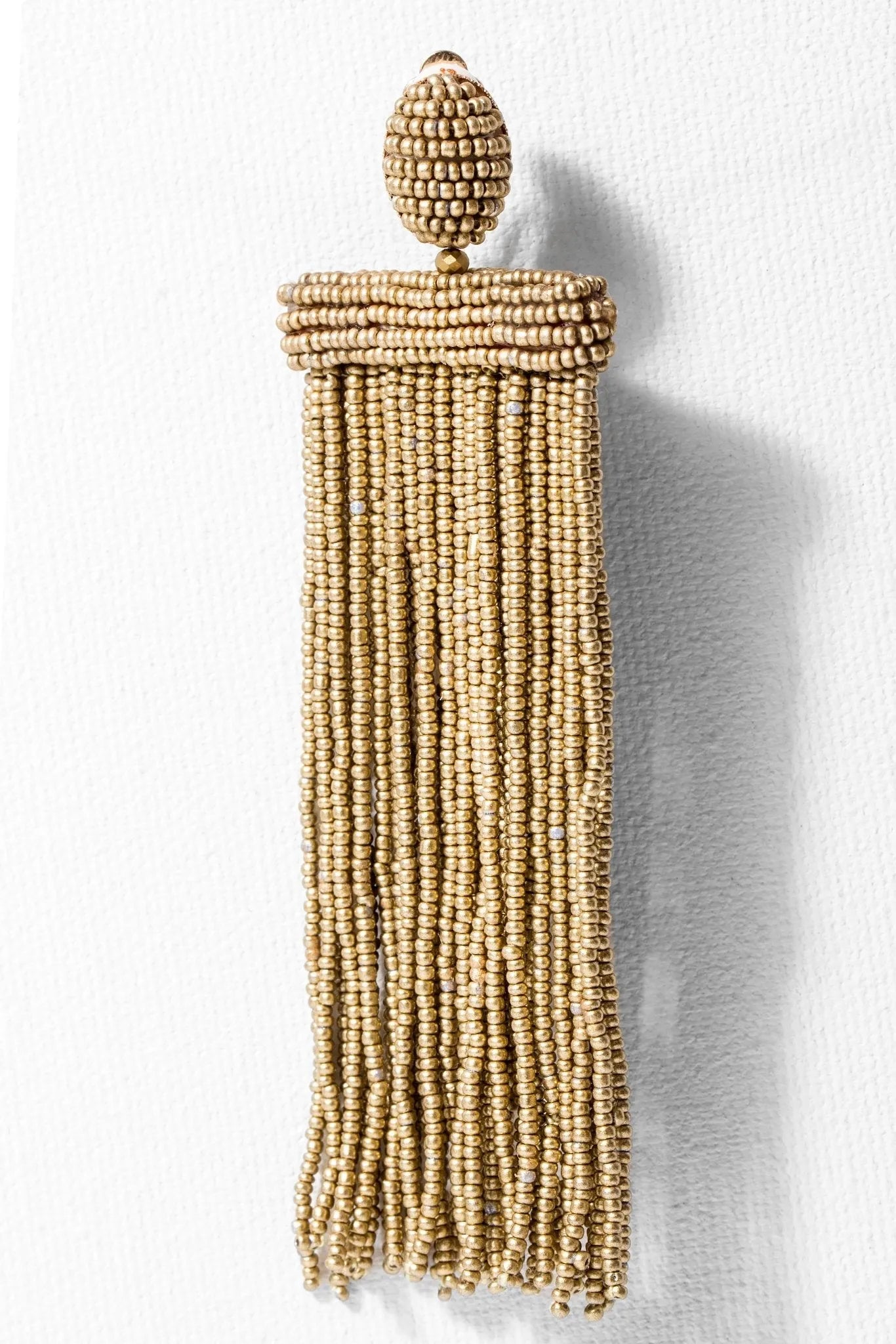 Beaded Clip-On Drop Statement Earrings for Women – Elegant Dangle Earrings for Parties, Weddings & Special Occasions