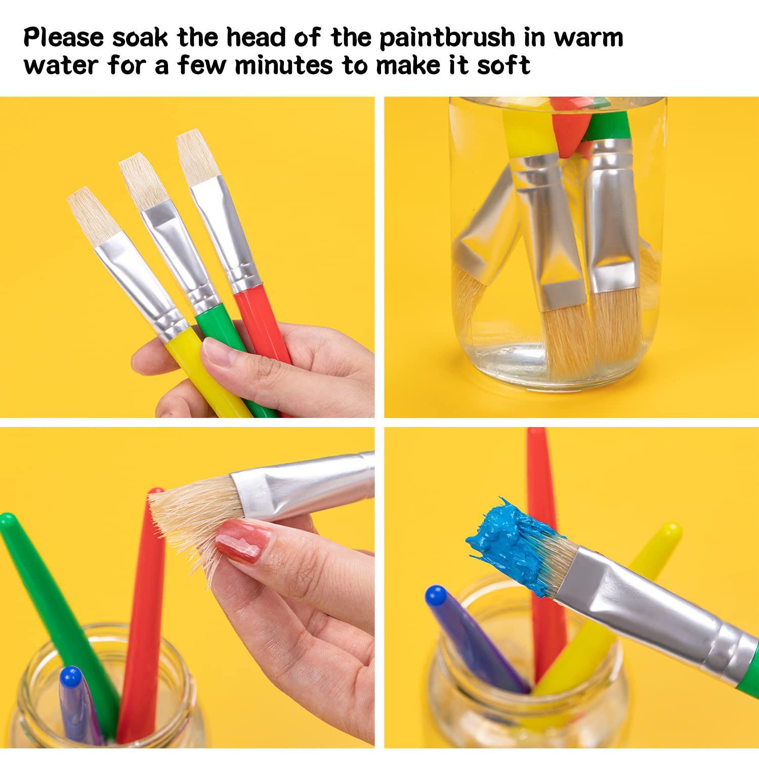YGAOHF 18-Piece Kids Paint Brush Set - Round, Flat & Chubby Paintbrushes for Acrylic, Oil & Watercolor - Perfect for Preschool Art Projects, DIY Crafts & Home Painting Activities