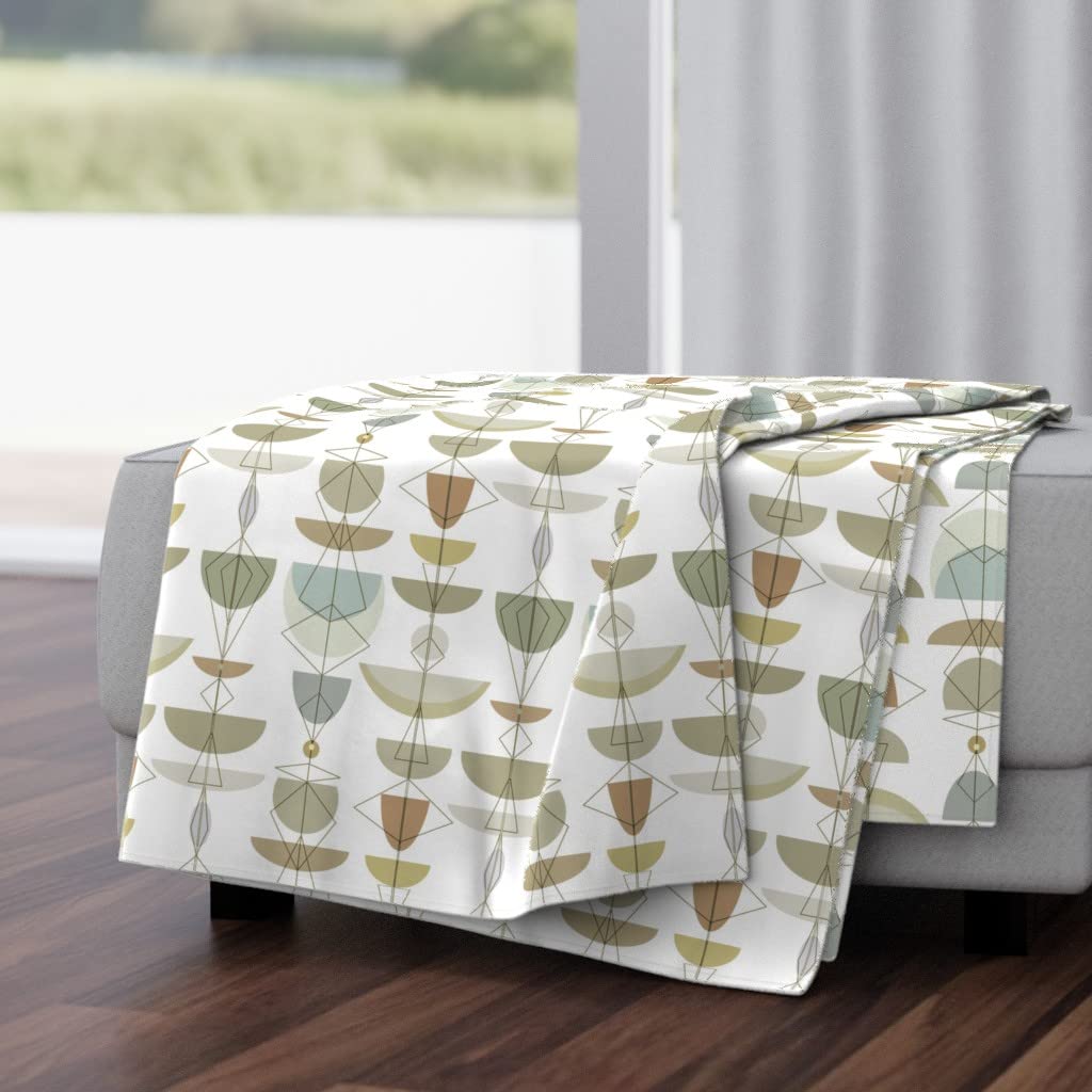 Soft Plush Minky Throw Blanket 50x70 Inches - Midcentury Modern Neutral Stripes in Brown, Gray, Blue, Olive & Taupe | Cozy Home Decor, Sofa Throw, Bedroom Blanket for Adults & Kids