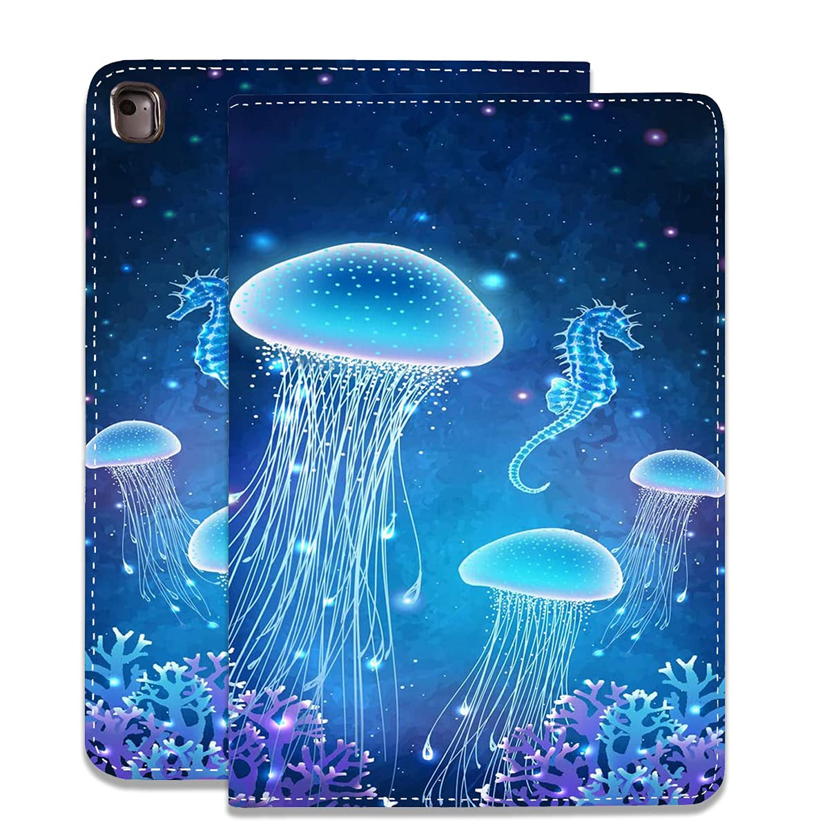 Gorzzt iPad 9.7 Inch Case (2017/2018 Model) - Shockproof Protective Cover with Auto Sleep/Wake for iPad 5th/6th Gen & iPad Air 2/Air - Adjustable Stand - Marine Coral Hippocampus Design - Perfect for Work, Travel & Entertainment