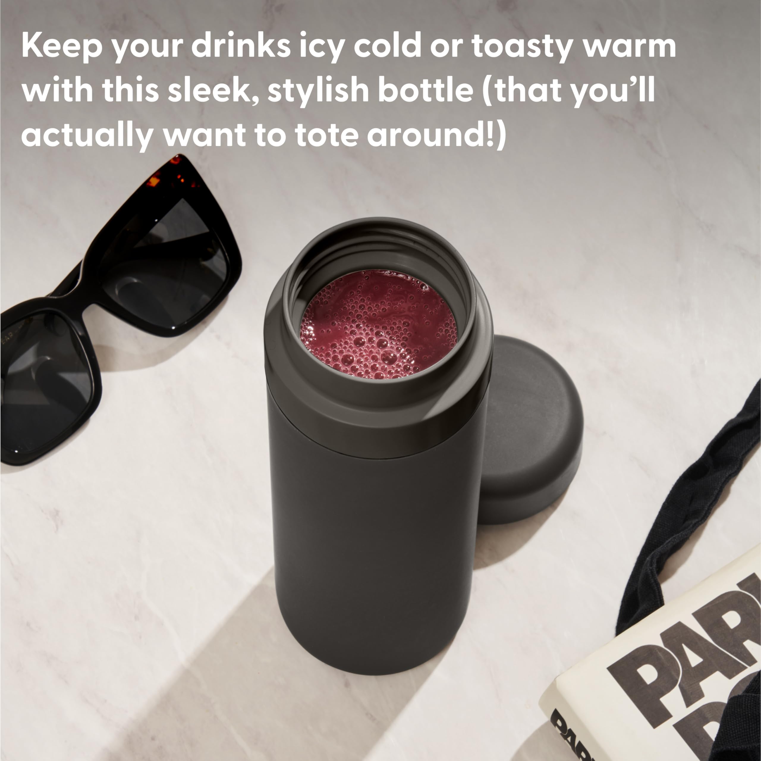 W&P Porter Insulated Bottle 20 oz - Ceramic Coated Vacuum Flask for Coffee, Tea & Water | Wide Mouth, Dishwasher Safe | Cream Terrazzo Design | Perfect for Office, Gym & Outdoor Adventures