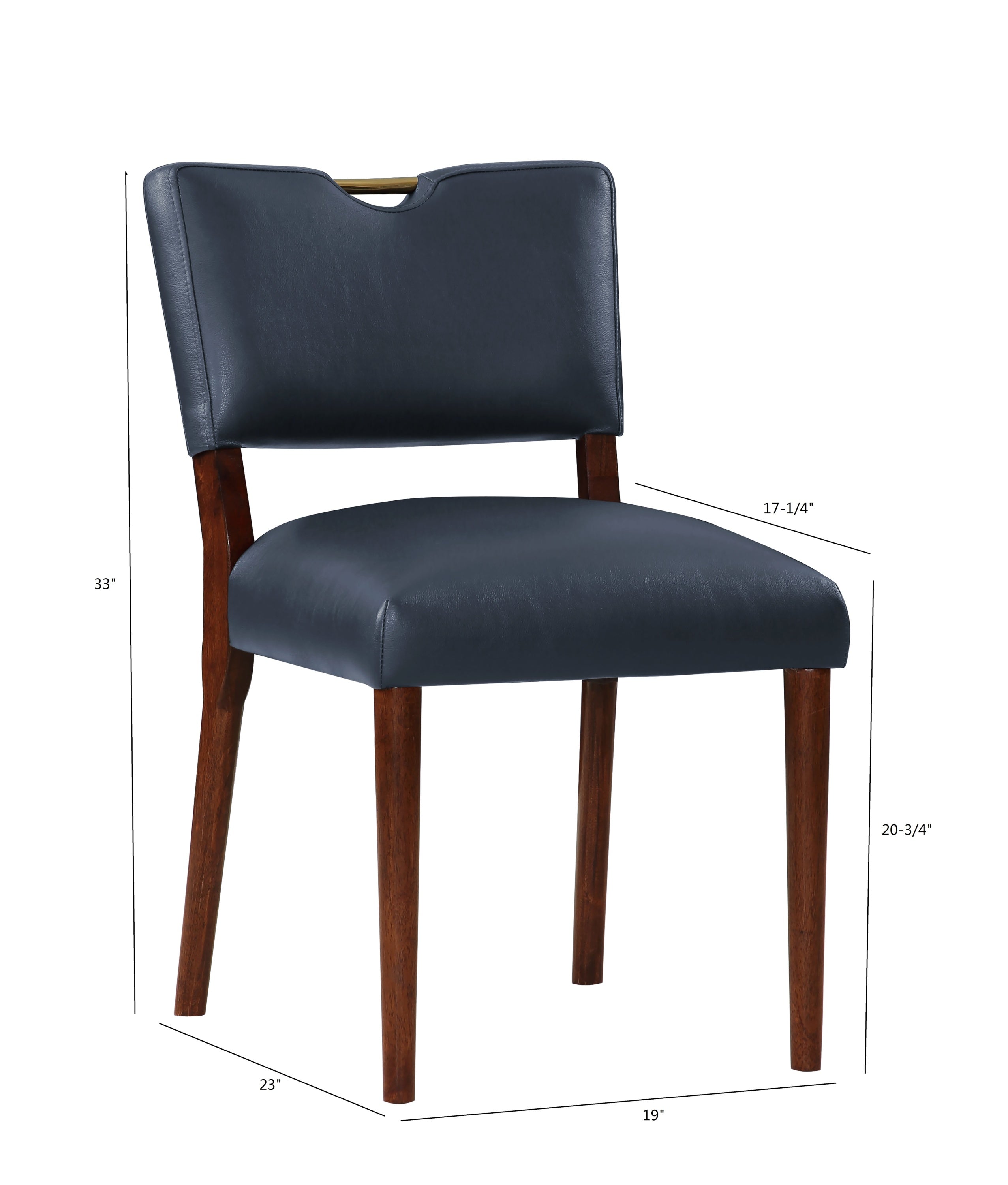 Bryson Midnight Blue Faux Leather Dining Chairs Set of 2 - Modern PU Leather Kitchen Chairs for Dining Room, Breakfast Nook & Home Office