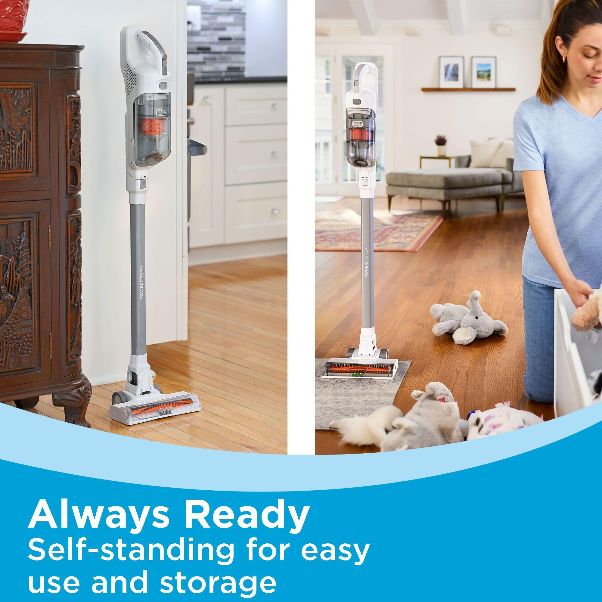 BLACK+DECKER 20V MAX Cordless Stick Vacuum Cleaner - Lightweight, Multi-Surface, LED Floor Lights, BHFEA520J (Gray) - Perfect for Hardwood Floors, Carpets & Pet Hair Cleaning