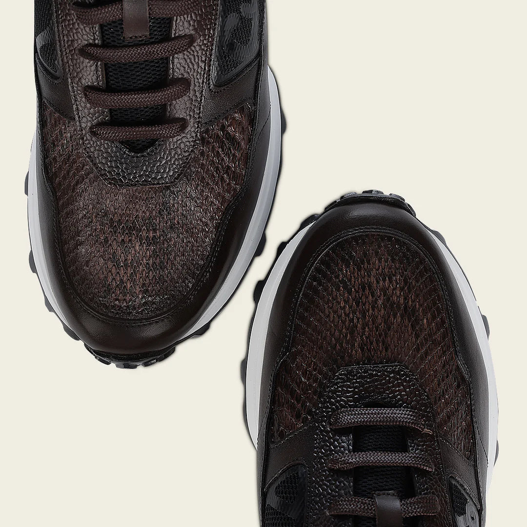 **Men's Cuadra Chocolate Casual Fashion Python Skin Sneakers - Stylish & Comfortable for Everyday Wear, Outings & Casual Events**