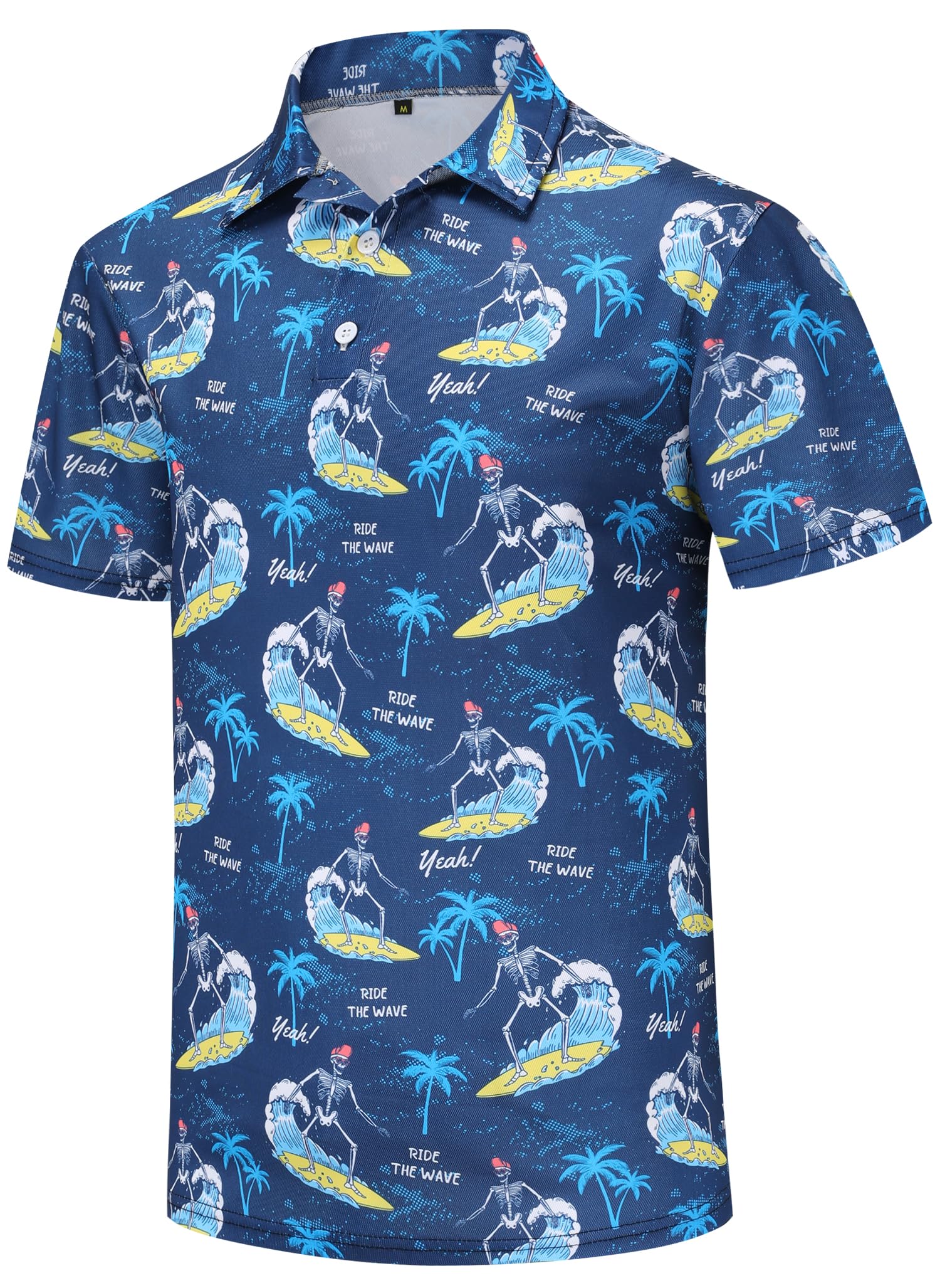 Men's Dry Fit Golf Shirts - Moisture Wicking Short Sleeve Polo Shirt with Funny Designs for Golf & Casual Wear