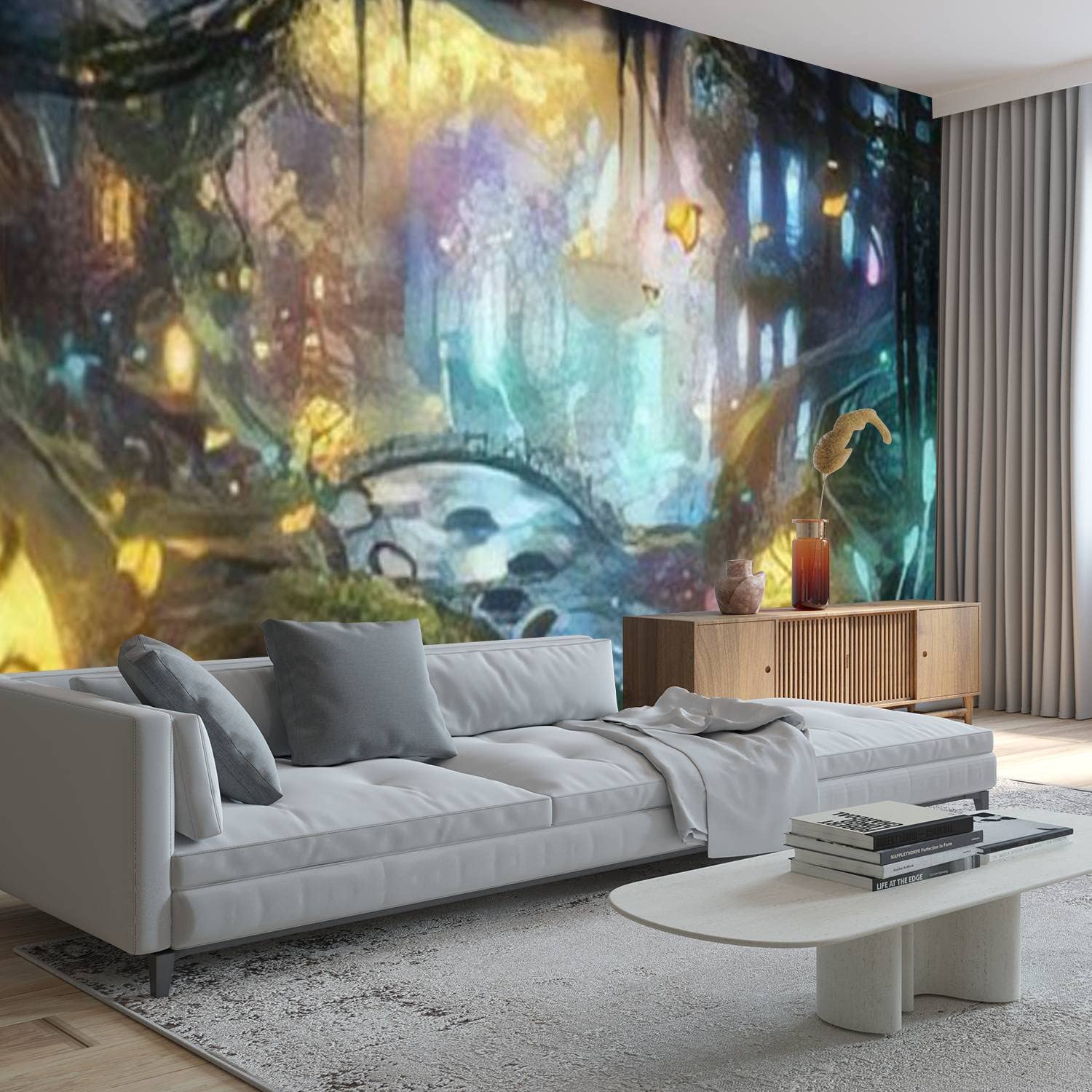 3D Removable Wallpaper - Self-Adhesive Fairy Forest with Glowing Plants, Peel and Stick Wall Mural for Living Room & Bedroom Decor | Perfect for Kids' Rooms, Nursery, and Fantasy-Themed Spaces