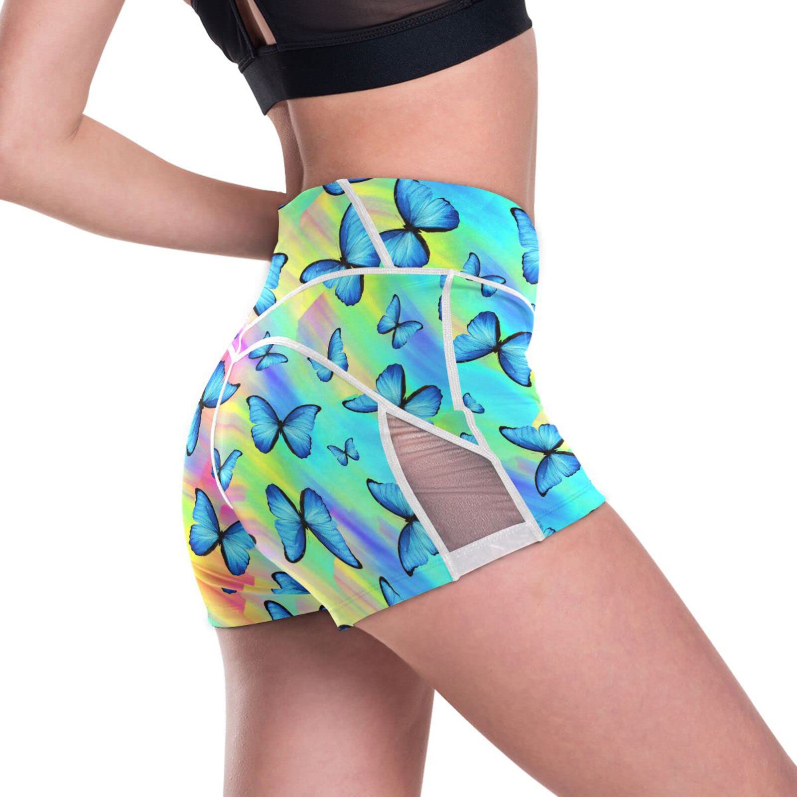 BOENLE Women's High Waist Workout Shorts with Mesh Panels - Running, Yoga & Athletic Short Leggings - Perfect for Gym, Cycling and Summer Sports Activities