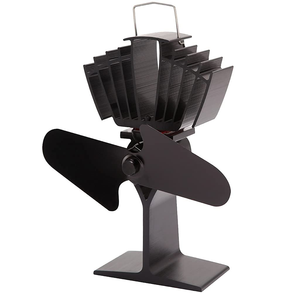 Efficient 2-Blade Heat Powered Stove Fan - No Battery or Electricity Needed for Gas, Pellet, Wood & Log Burning Stoves - Perfect for Fireplace & Home Heating Distribution