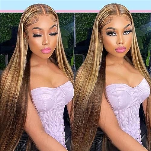 #4/27 Highlight Straight 4x4 Closure Wig