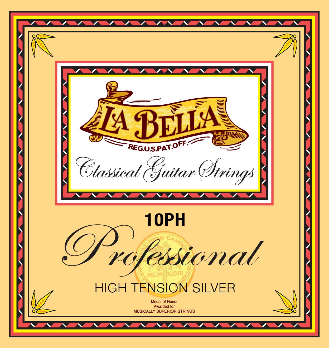La Bella 10PH Professional High Tension Silver Classical Guitar Strings (29-42) | Premium Nylon Strings for Classical & Flamenco Guitarists | Perfect for Performances, Recording & Practice