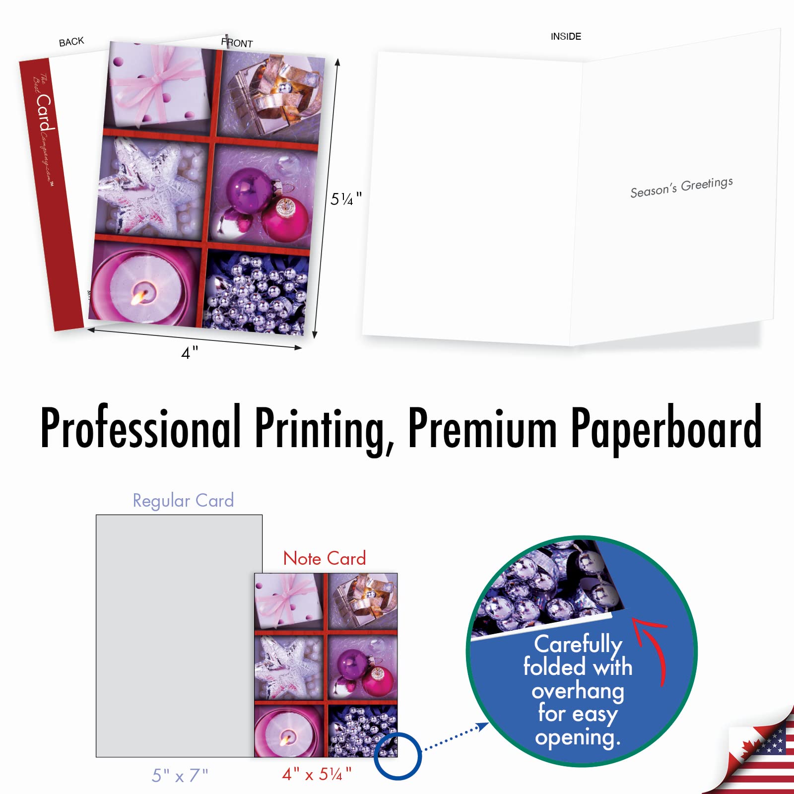 10 Beautiful Christmas Note Cards (4 x 5.12 Inch) - Holiday Greeting Cards with Ornament Photos, Boxed Set Includes Envelopes - Perfect for Christmas Gifts, Holiday Parties & Festive Home Decor