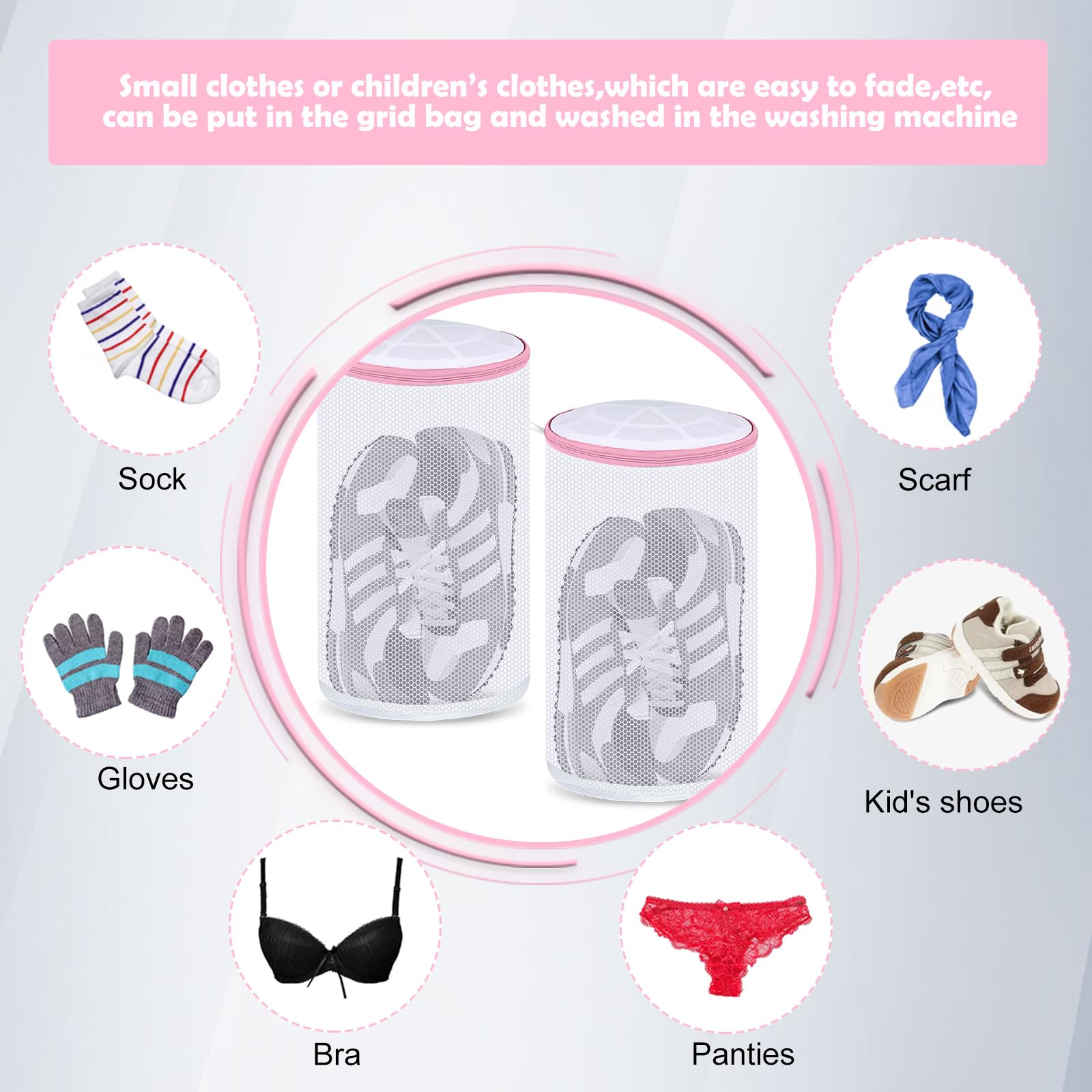 Washing Machine Shoe Bags for Sneakers & Bras - Laundry Mesh Bags for Shoes Up to Size 13 - Protect Footwear & Delicates in Washer & Dryer - Perfect for Gym, Travel & Home Laundry Care