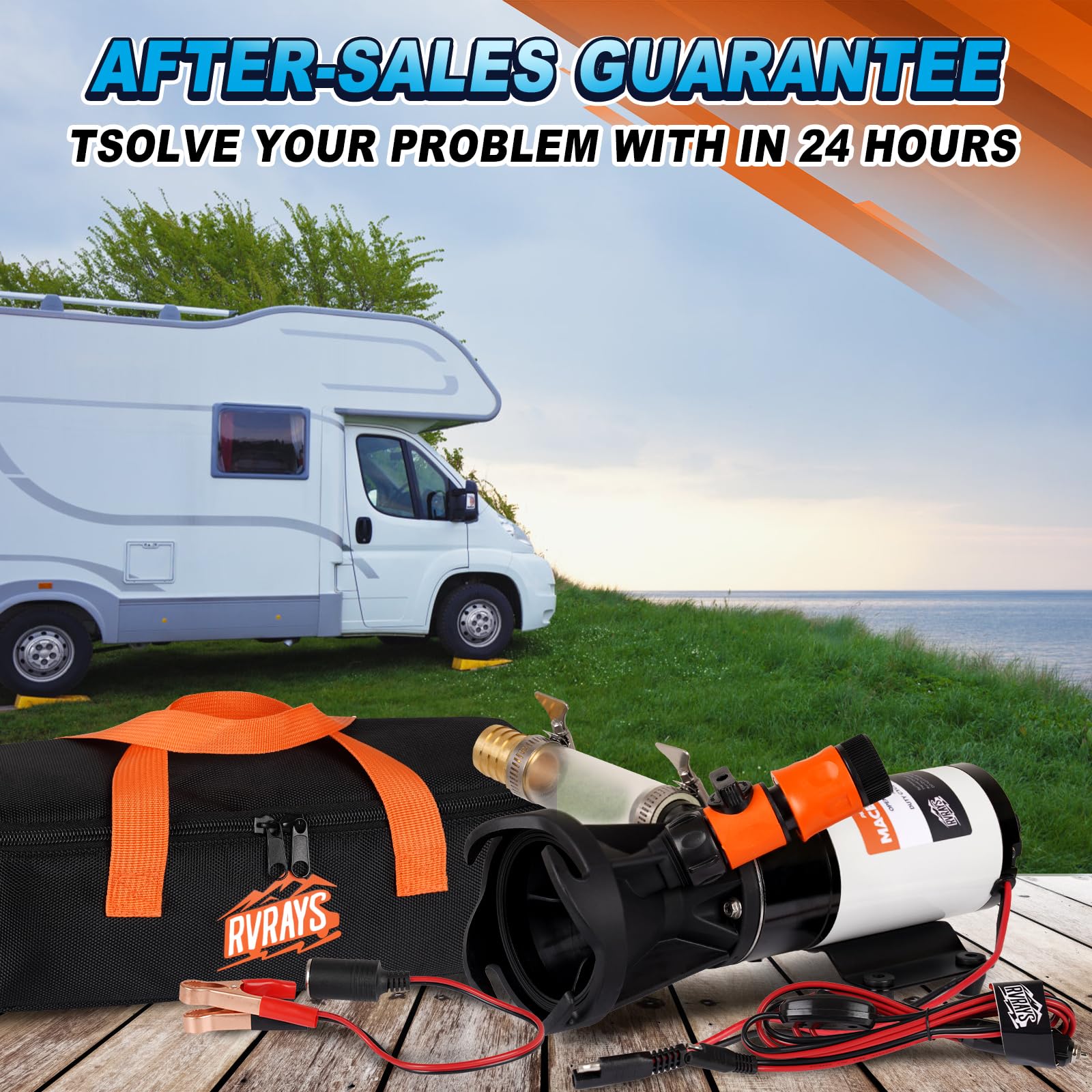 12V RV Macerator Pump - 12GPM Self-Priming Sewage Chopper Pump with Portable Storage Bag | RV Waste Water Management System for Easy Dumping & Camping Sanitation | Perfect for RV Toilets, Black Tanks & Marine Applications